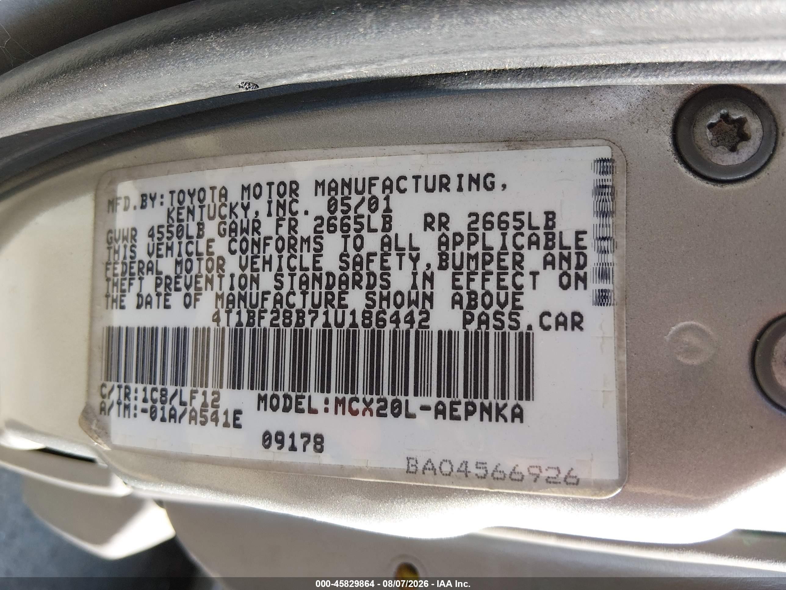 2001 Toyota Avalon Xl Silver vin: 4T1BF28B71U186442