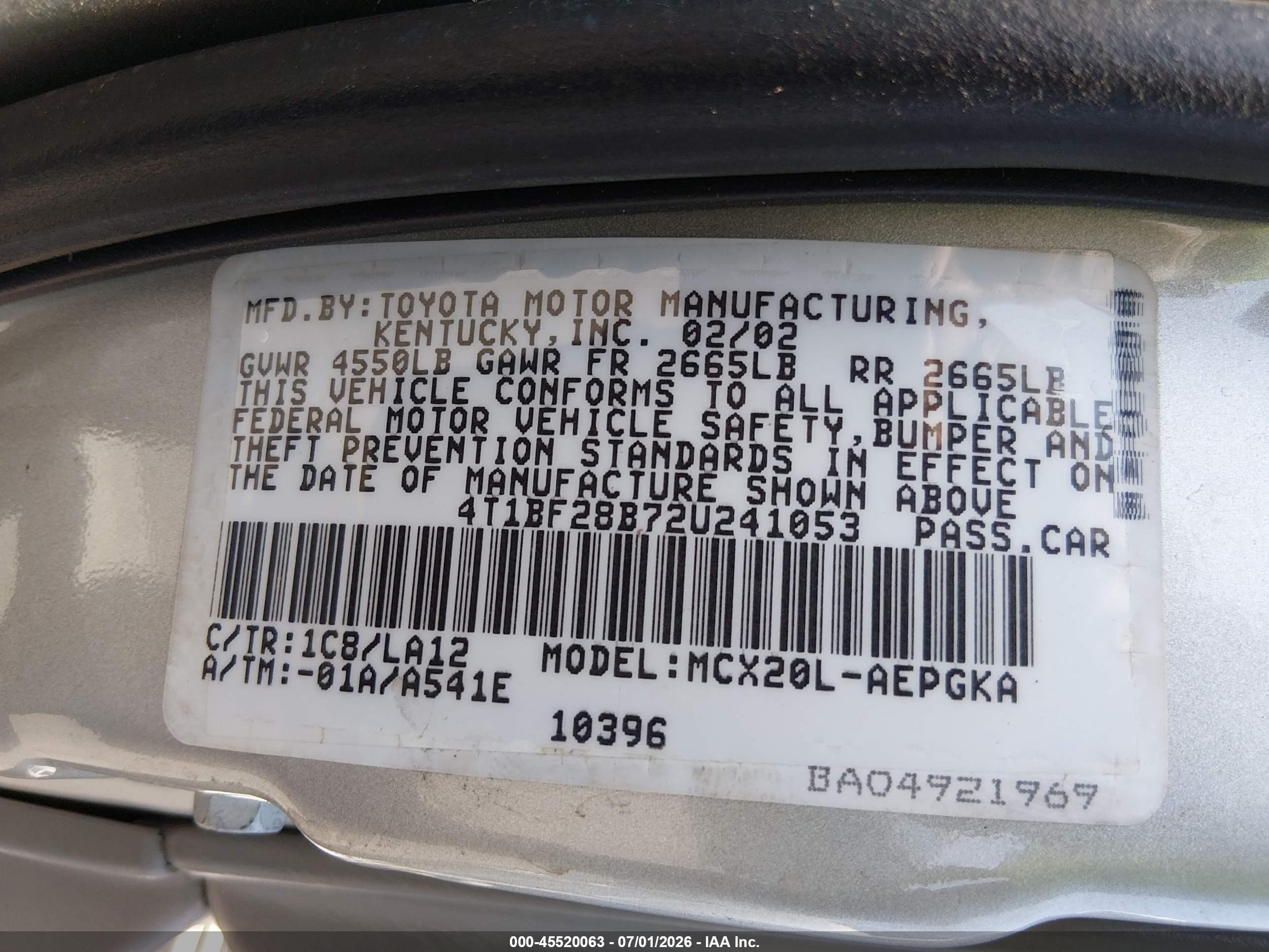 2002 Toyota Avalon Xls Silver vin: 4T1BF28B72U241053