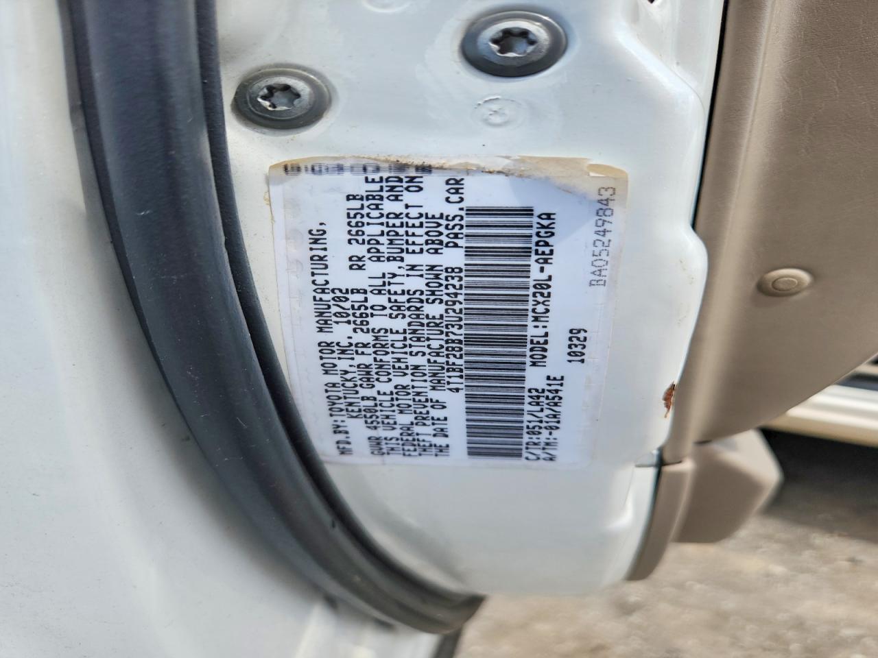 2003 Toyota Avalon Xls Белый vin: 4T1BF28B73U294238
