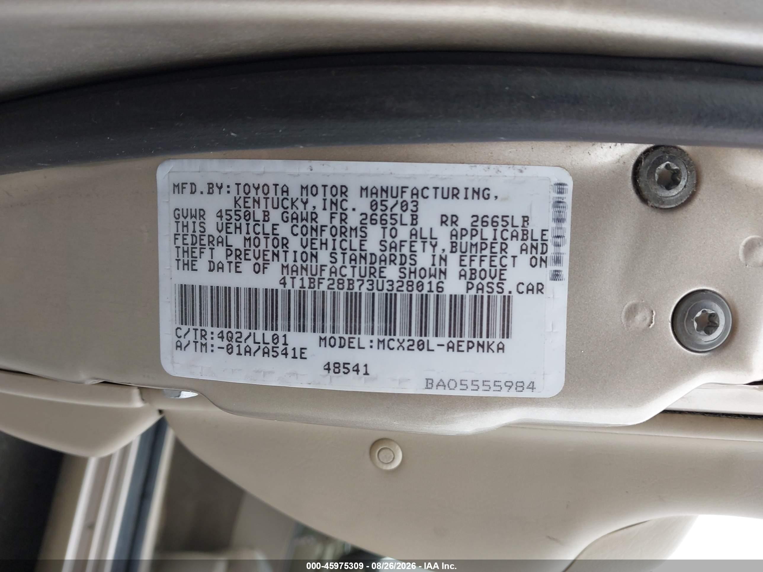 2003 Toyota Avalon Xl Gold vin: 4T1BF28B73U328016
