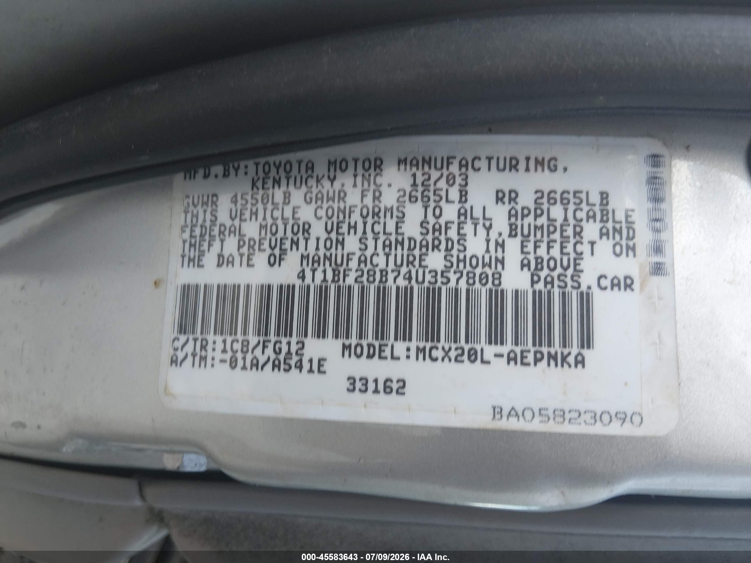 2004 Toyota Avalon Xl Серебряный vin: 4T1BF28B74U357808
