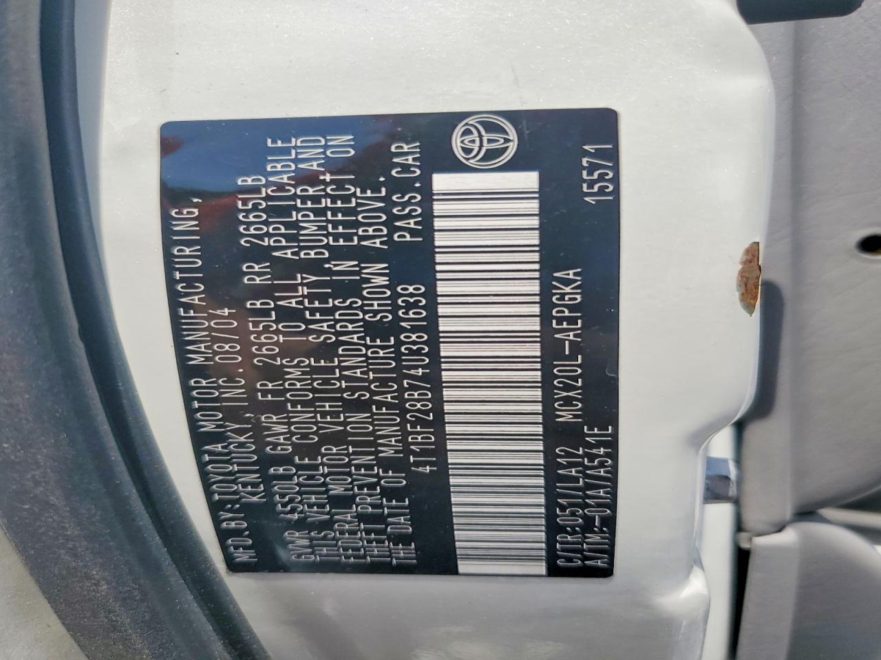 2004 Toyota Avalon Xls White vin: 4T1BF28B74U381638