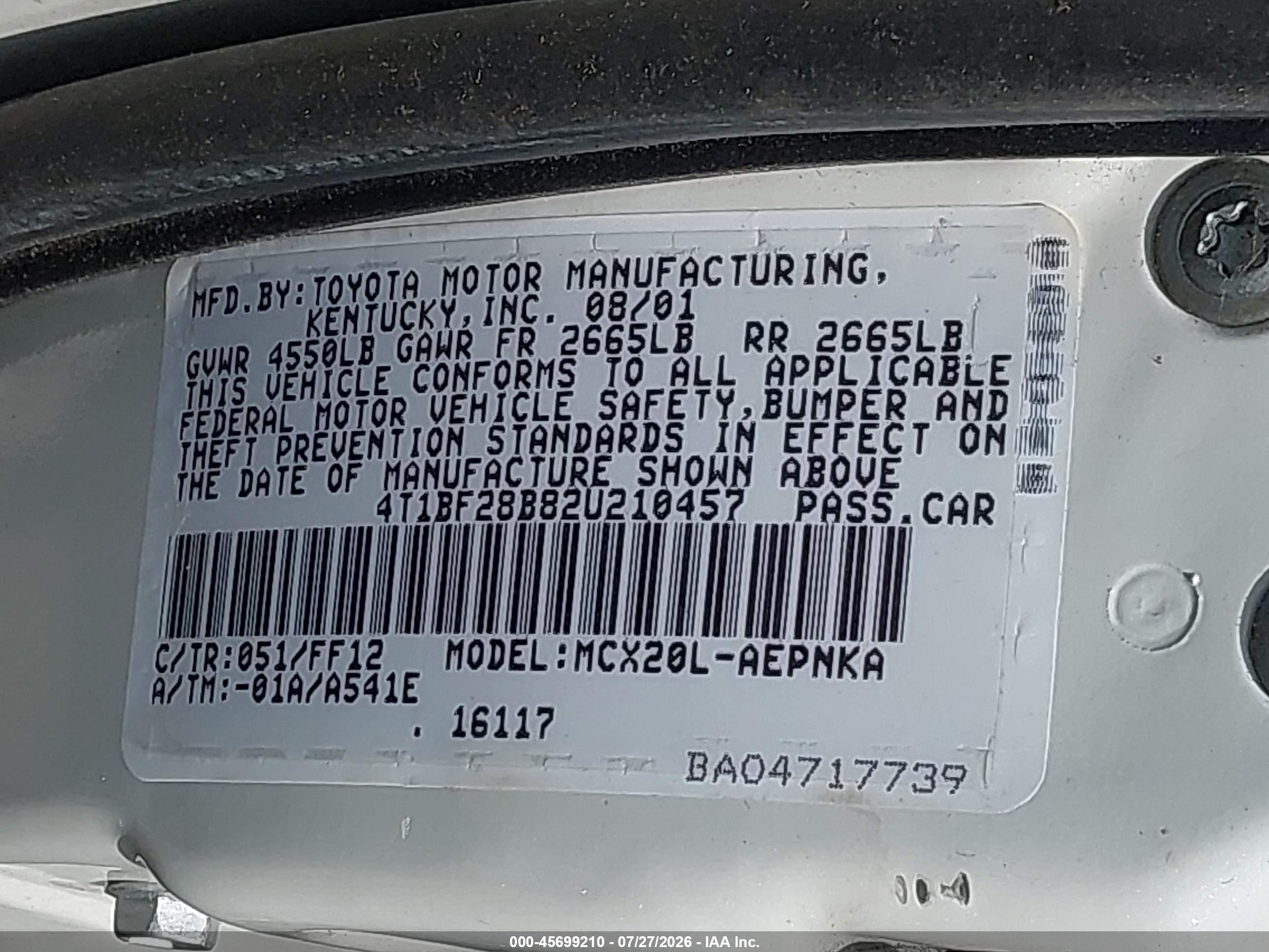 2002 Toyota Avalon Xl Белый vin: 4T1BF28B82U210457