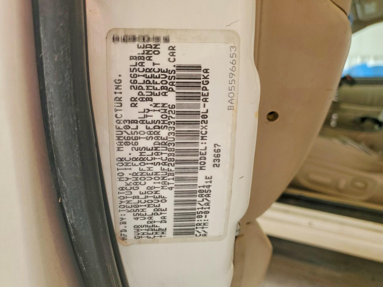 2003 Toyota Avalon Xls White vin: 4T1BF28B83U333726