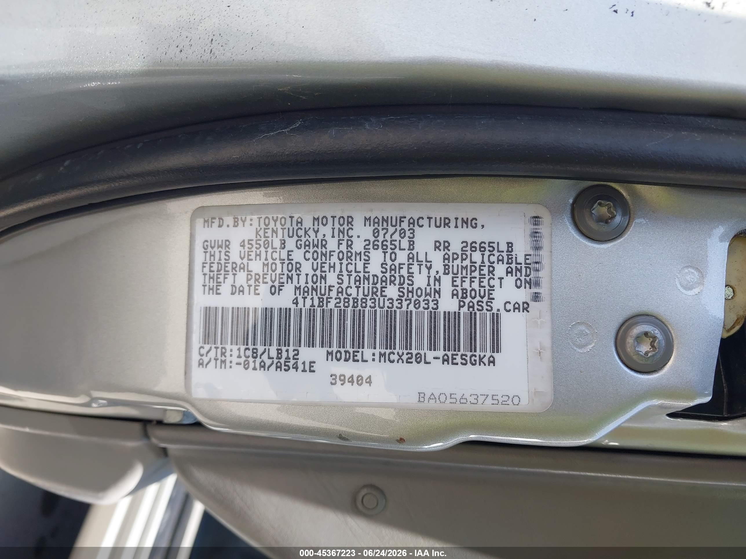 2003 Toyota Avalon Xls Silver vin: 4T1BF28B83U337033