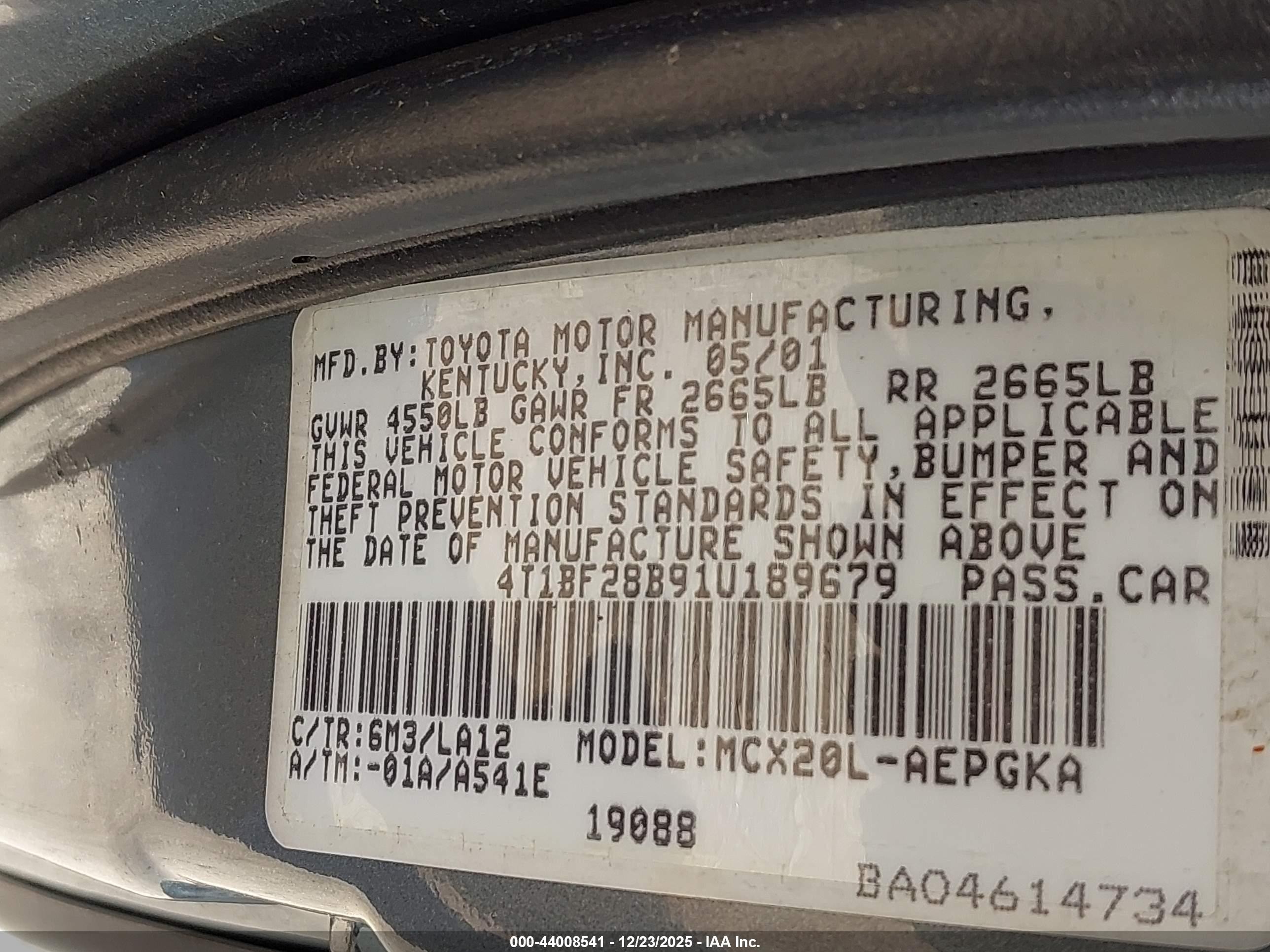 2001 Toyota Avalon Xls Light Blue vin: 4T1BF28B91U189679