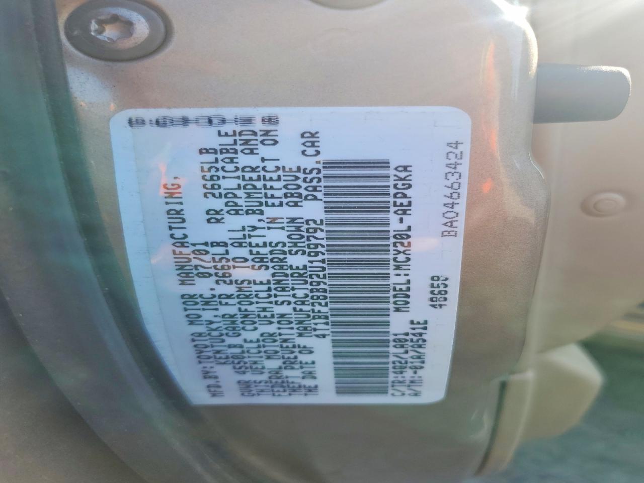 2002 Toyota Avalon Xls Beige vin: 4T1BF28B92U199792
