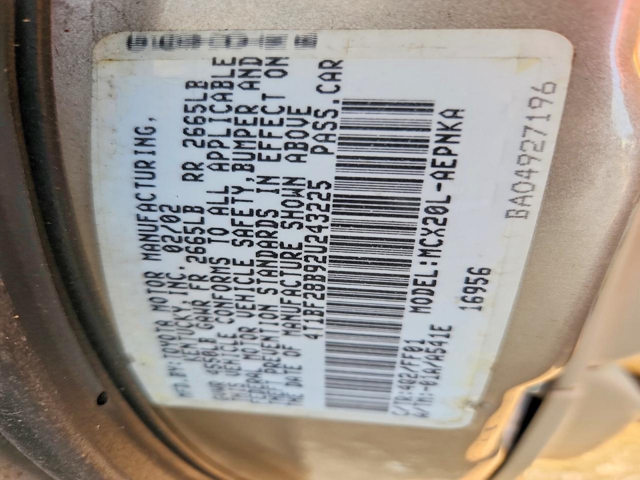 2002 Toyota Avalon Xl Beige vin: 4T1BF28B92U243225
