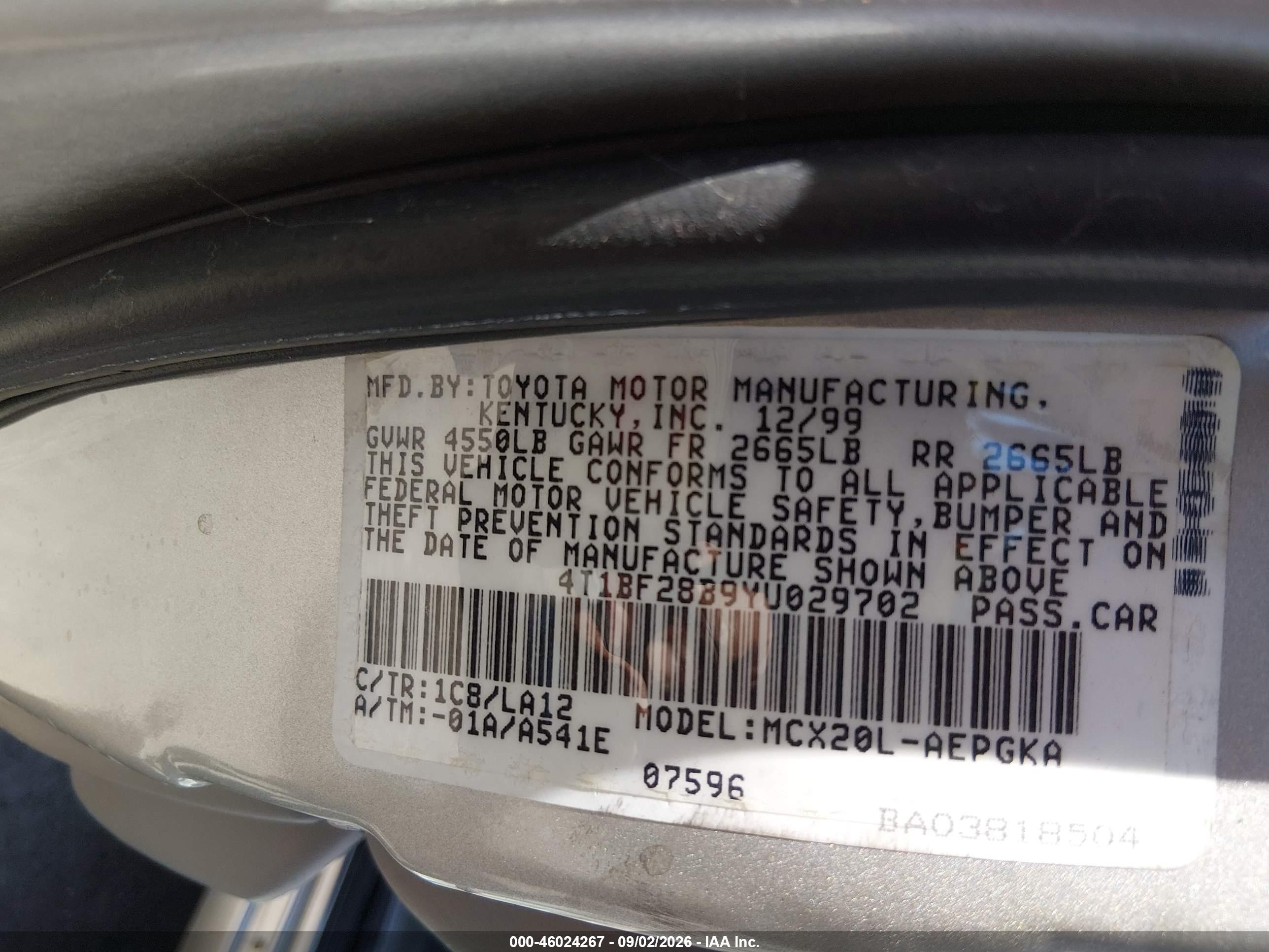 2000 Toyota Avalon Xl/xls Gray vin: 4T1BF28B9YU029702