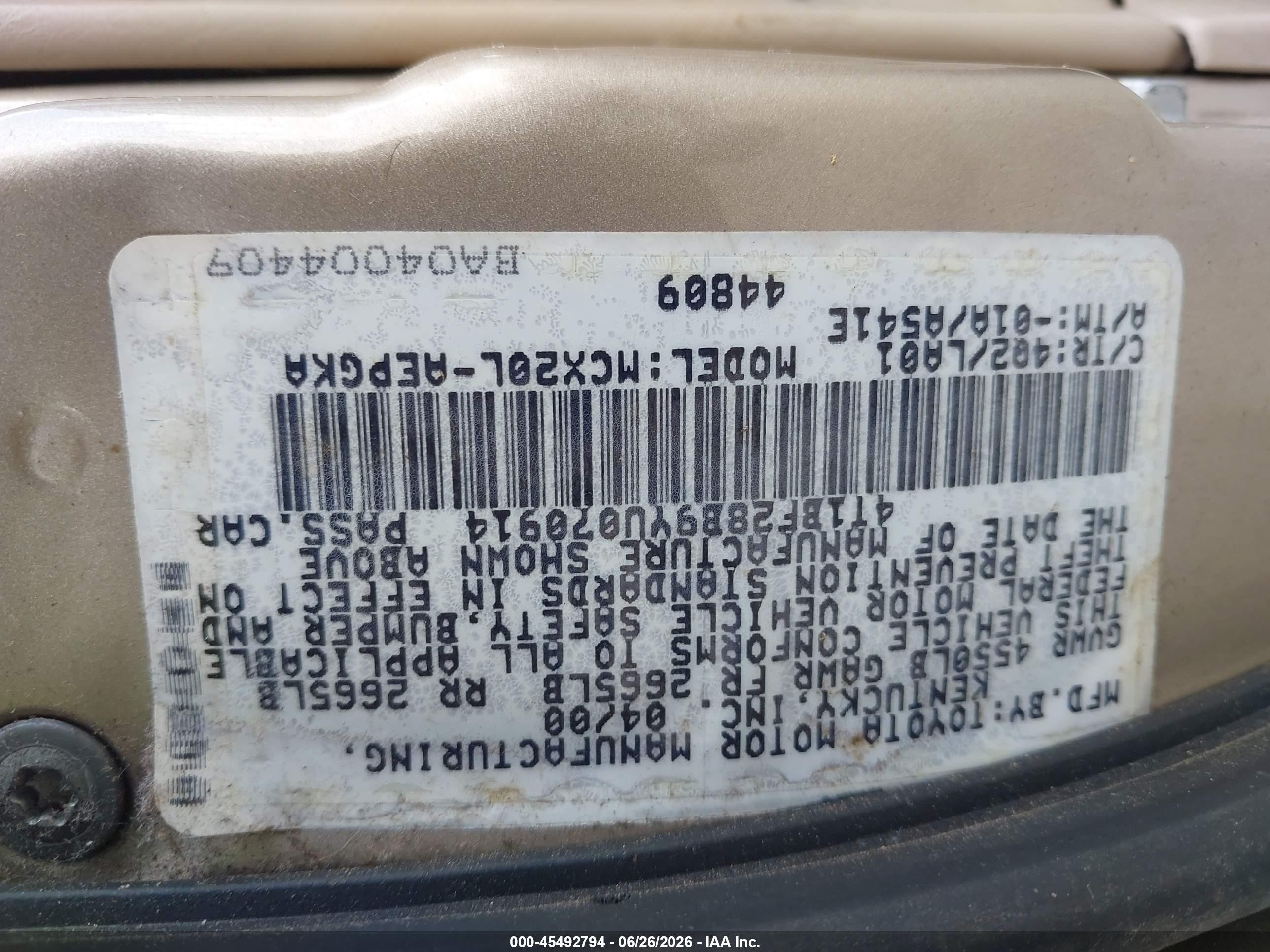 2000 Toyota Avalon Xls Tan vin: 4T1BF28B9YU070914