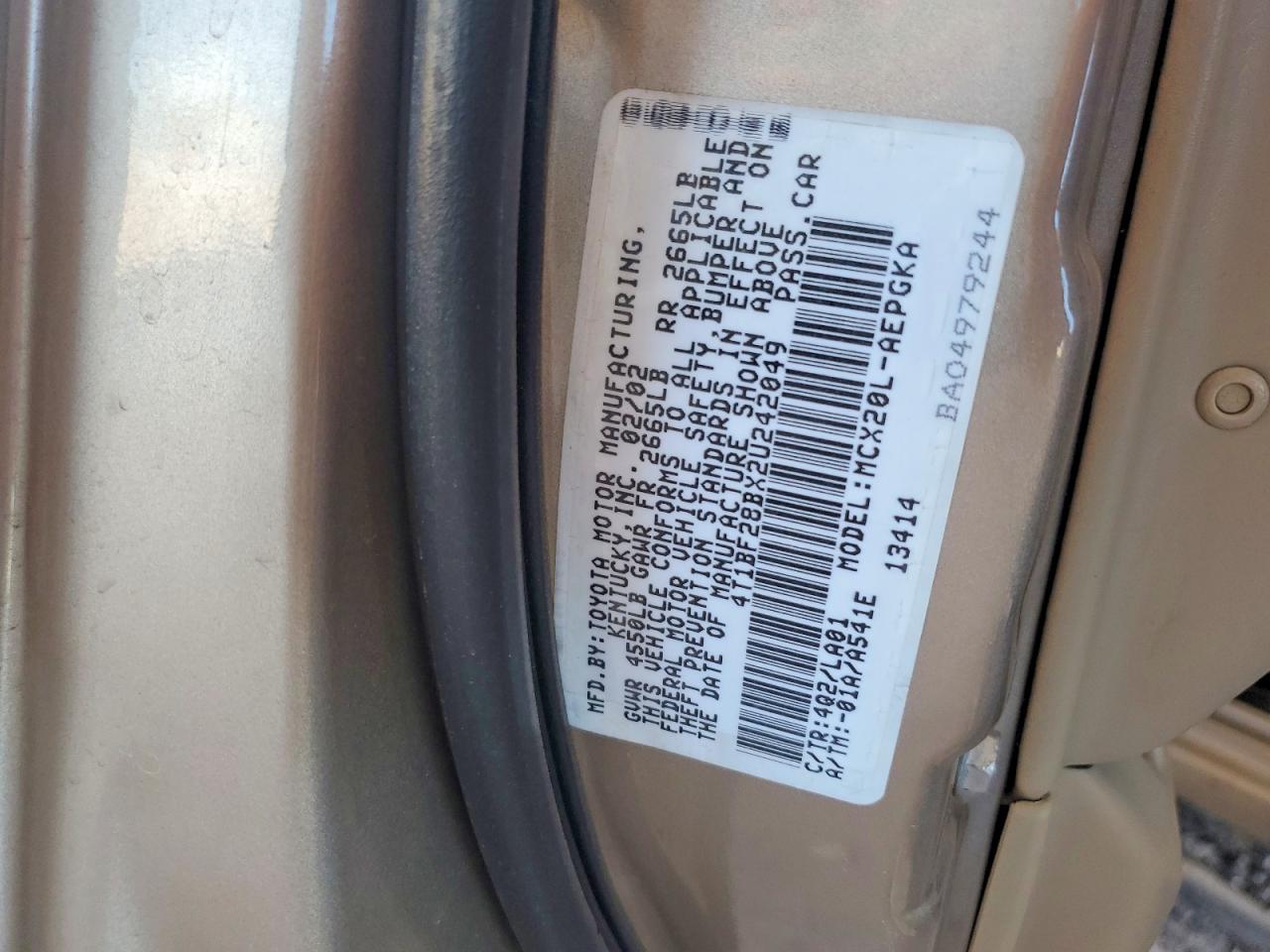 2002 Toyota Avalon Xls Tan vin: 4T1BF28BX2U242049
