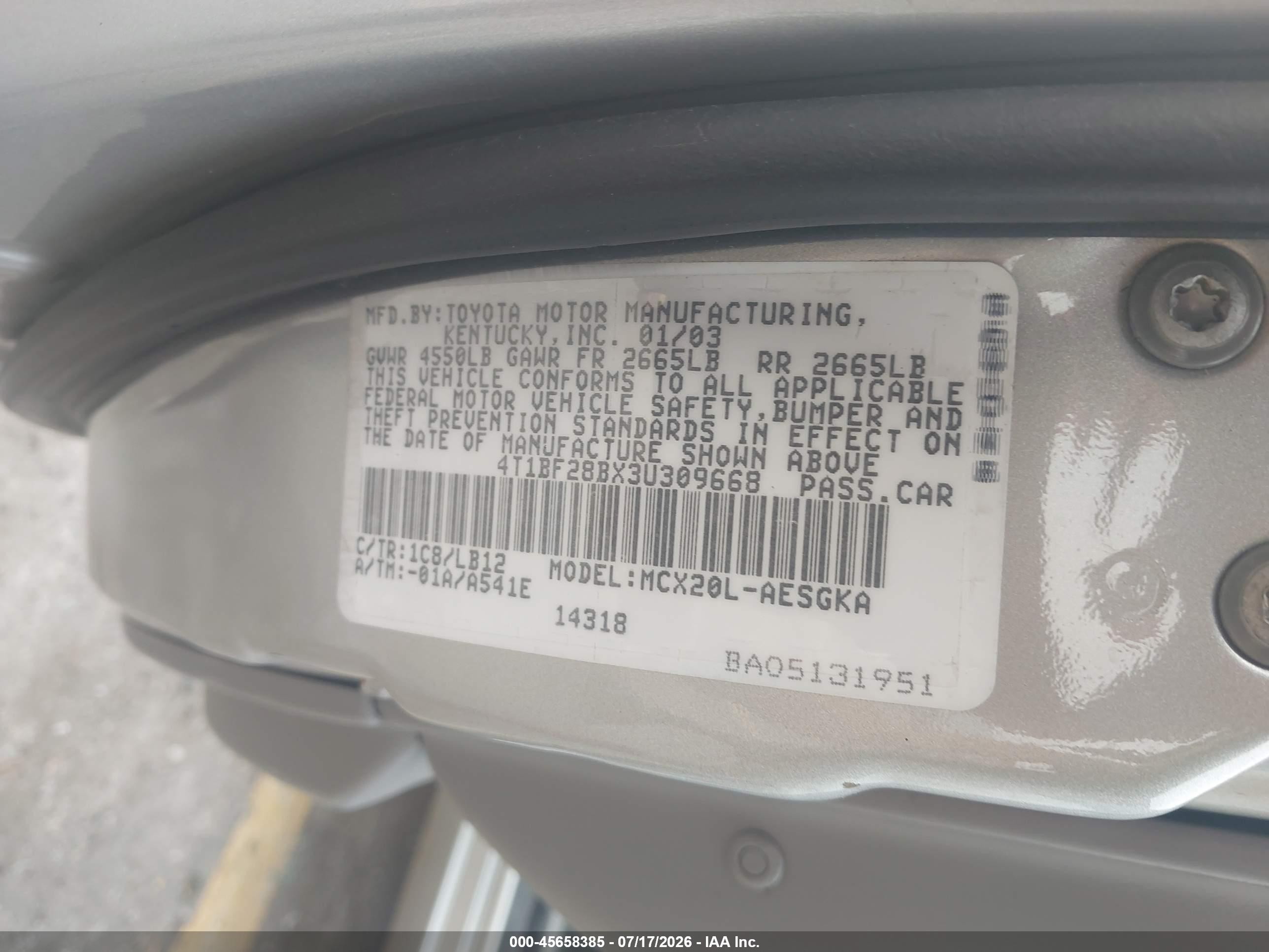 2003 Toyota Avalon Xls Gold vin: 4T1BF28BX3U309668