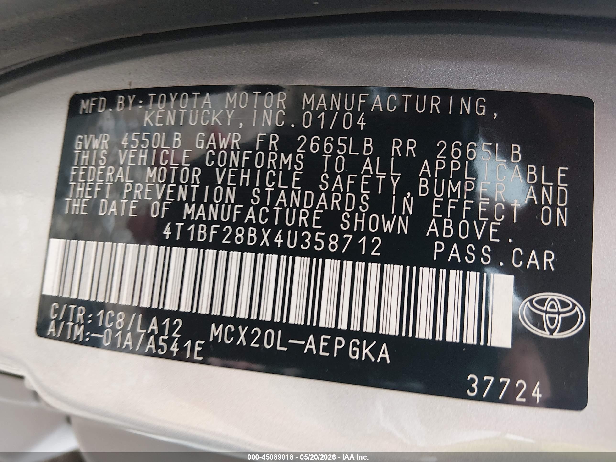 2004 Toyota Avalon Xls Silver vin: 4T1BF28BX4U358712
