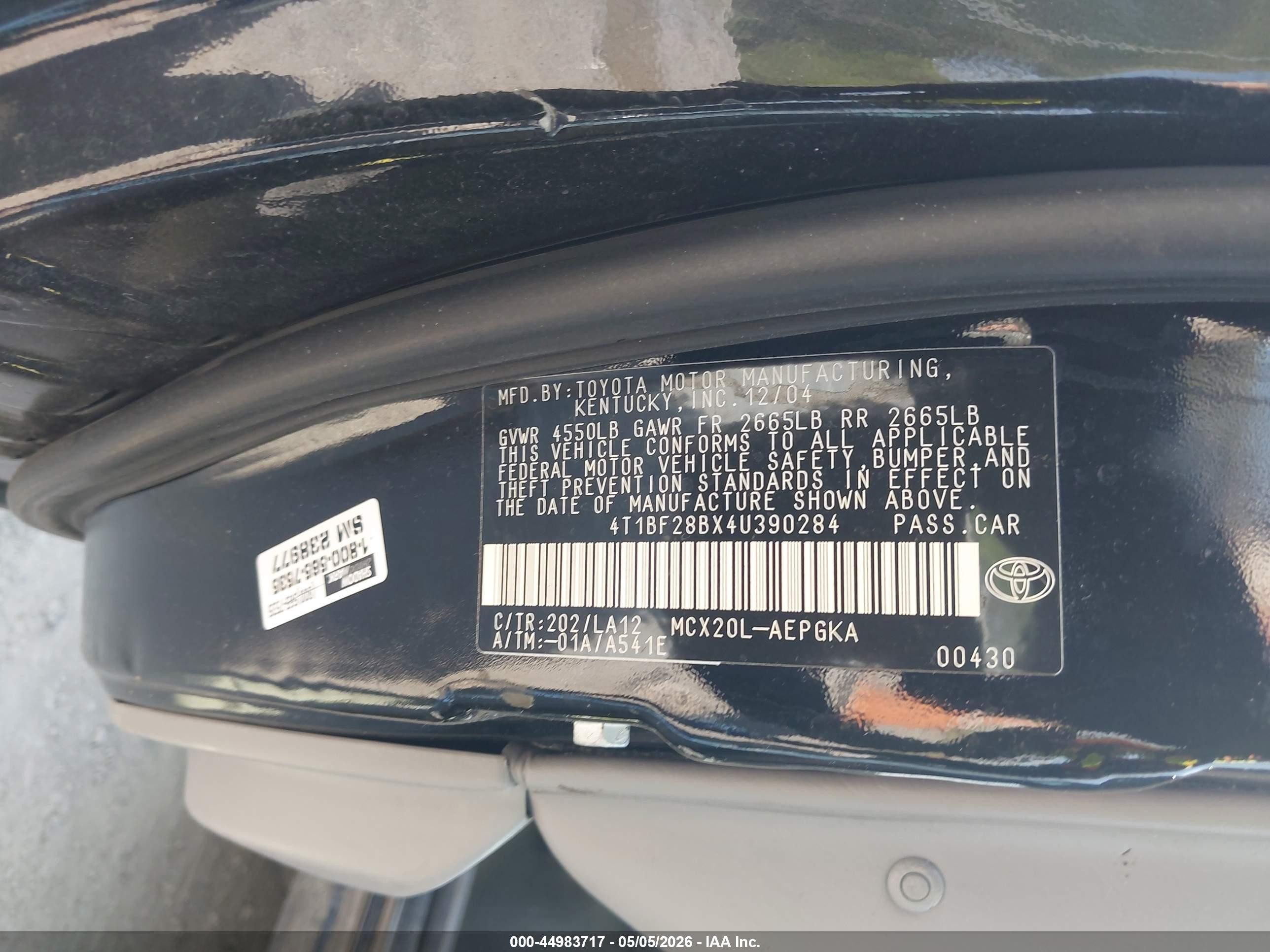 2004 Toyota Avalon Xls Черный vin: 4T1BF28BX4U390284