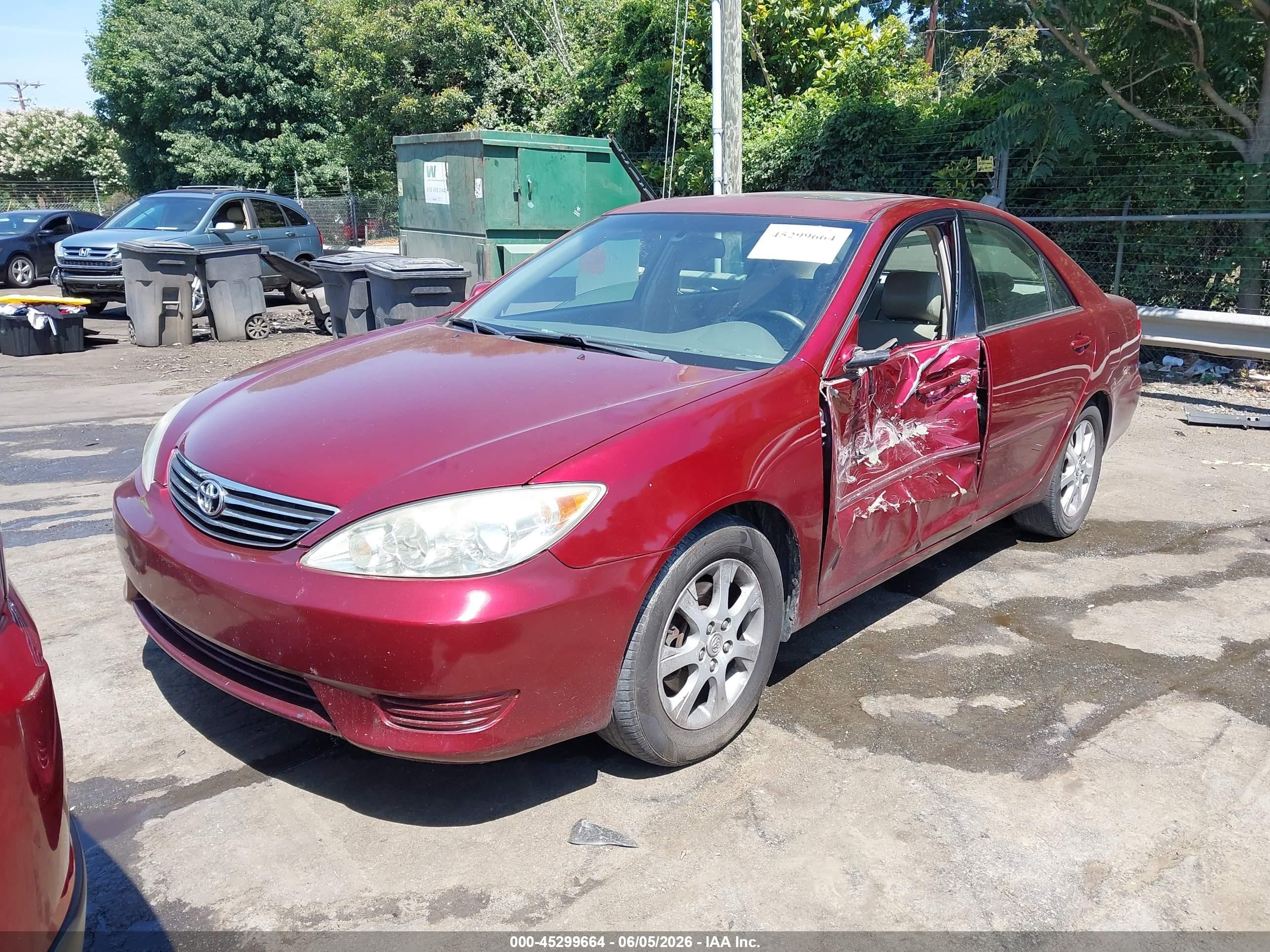2005 Toyota Camry Xle V6 Red vin: 4T1BF30K25U105371