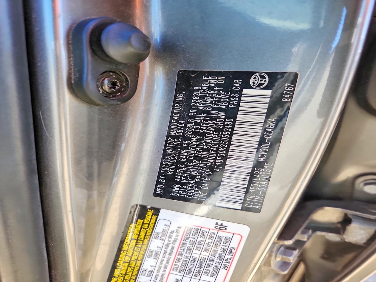 2005 Toyota Camry Xle V6 Gray vin: 4T1BF30K25U593480