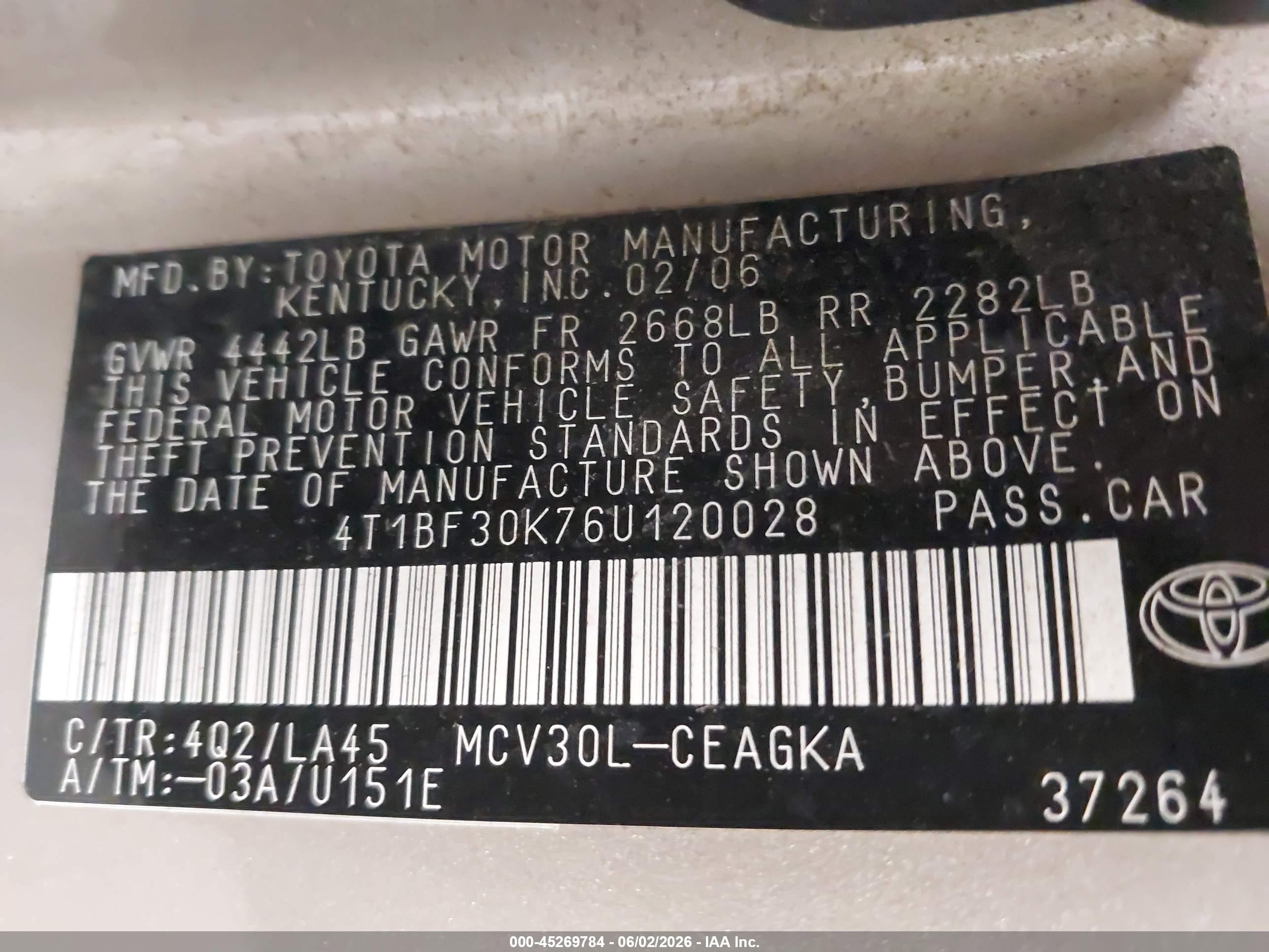 2006 Toyota Camry Xle V6 Tan vin: 4T1BF30K76U120028