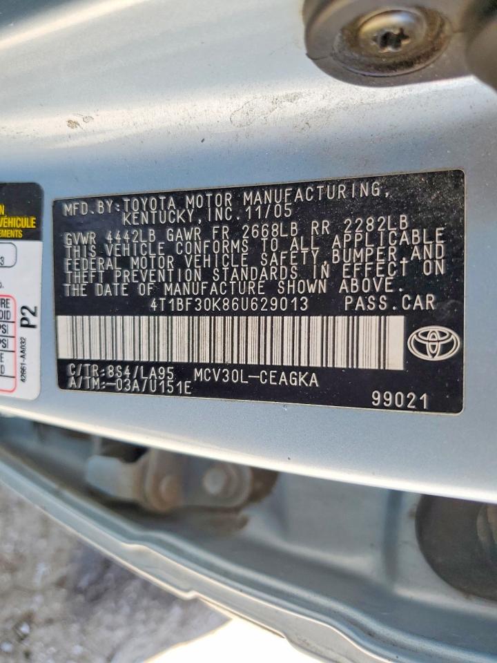 2006 Toyota Camry Blue vin: 4T1BF30K86U629013