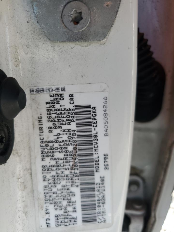 2002 Toyota Camry Xle V6 White vin: 4T1BF30K92U028784