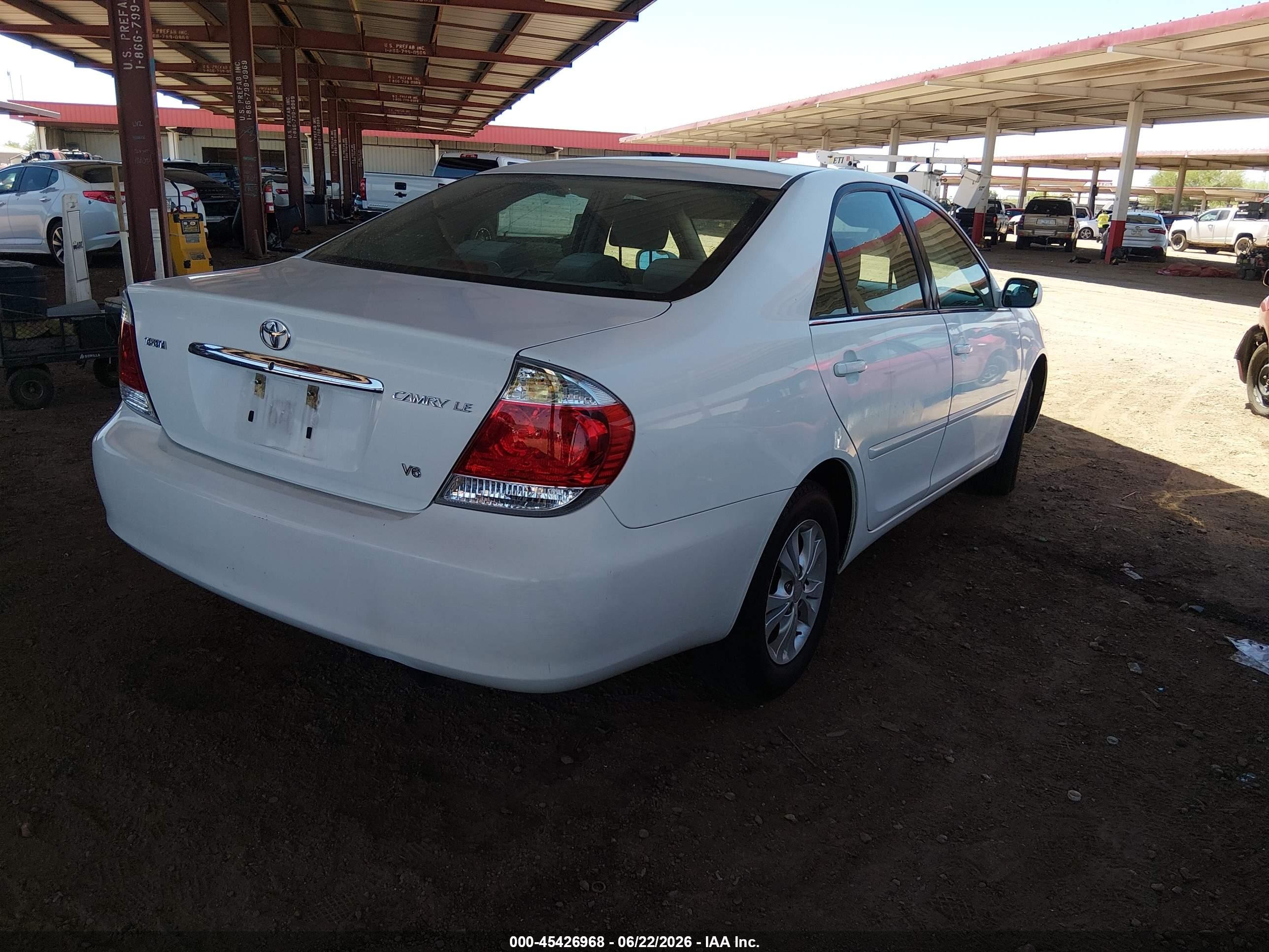 2006 Toyota Camry Le V6 White vin: 4T1BF32K46U622105