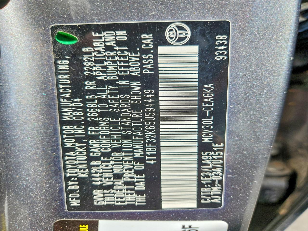 2005 Toyota Camry Xle V6 Silver vin: 4T1BF32K65U594449