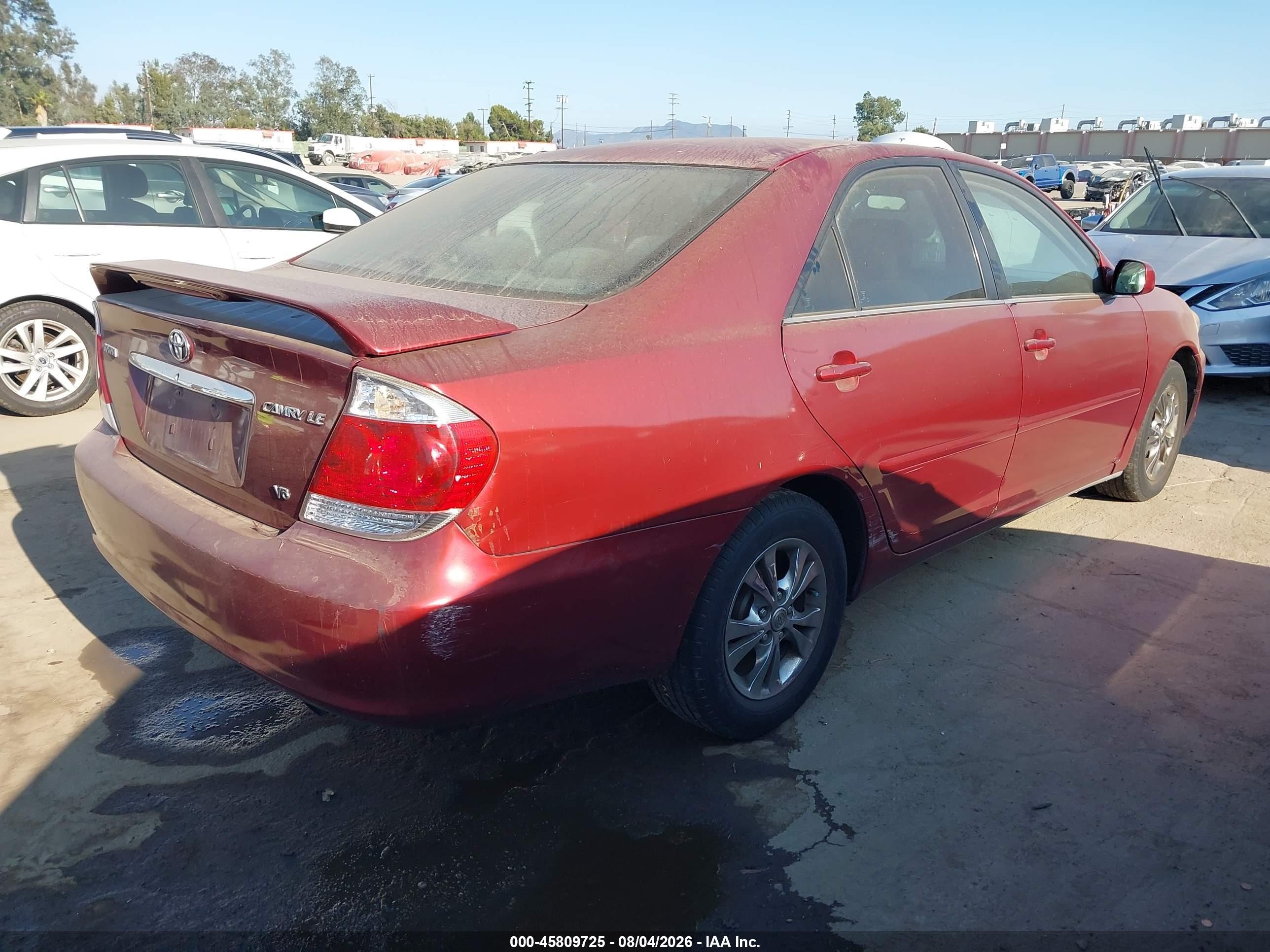 2006 Toyota Camry Le V6 Red vin: 4T1BF32K86U120018