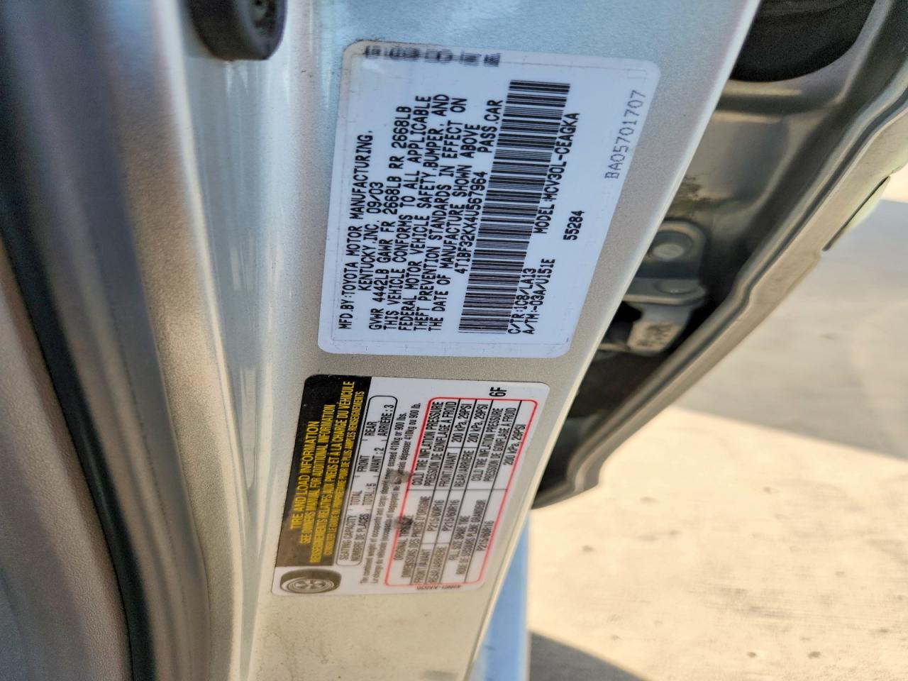 2004 Toyota Camry Xle V6 Silver vin: 4T1BF32KX4U567964