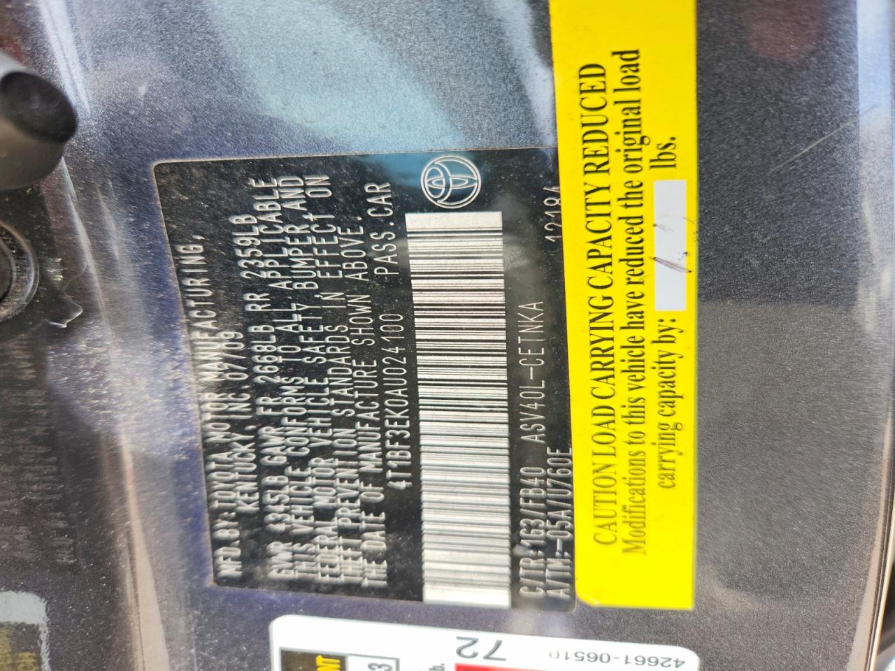 2010 Toyota Camry Le Gray vin: 4T1BF3EK0AU024100