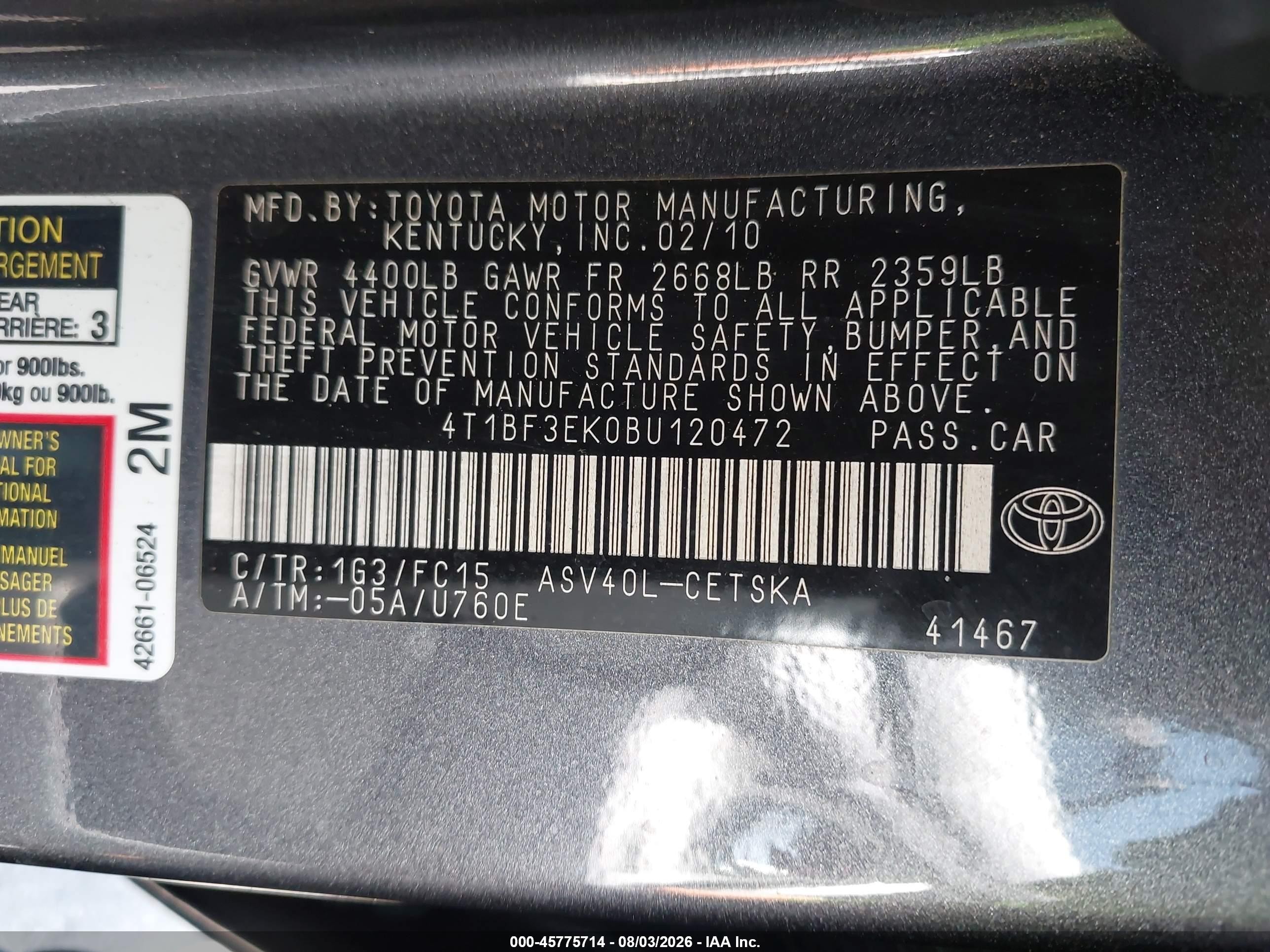 2011 Toyota Camry Se Серый vin: 4T1BF3EK0BU120472