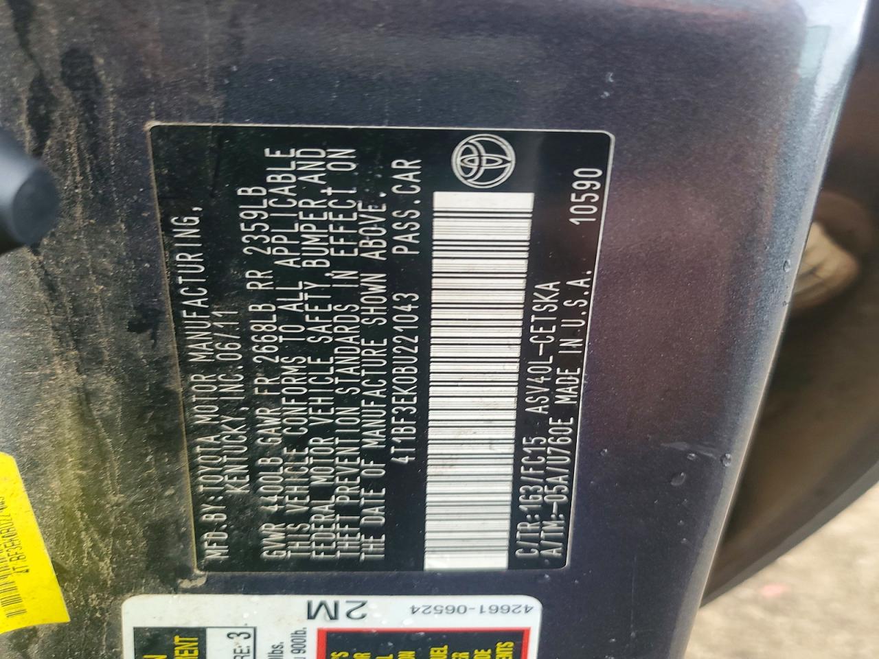 2011 Toyota Camry Se Gray vin: 4T1BF3EK0BU221043
