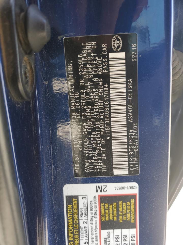 2011 Toyota Camry Base Blue vin: 4T1BF3EK0BU617084