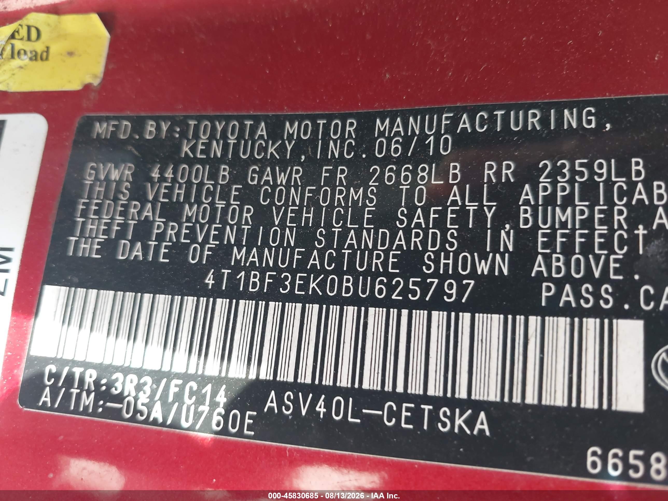2011 Toyota Camry Se Red vin: 4T1BF3EK0BU625797