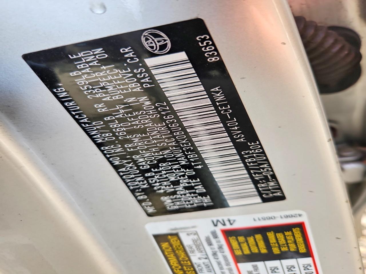 2011 Toyota Camry Le Silver vin: 4T1BF3EK0BU636122