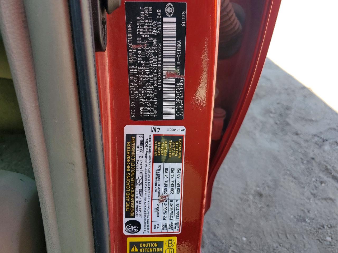 2011 Toyota Camry Le Red vin: 4T1BF3EK0BU665233
