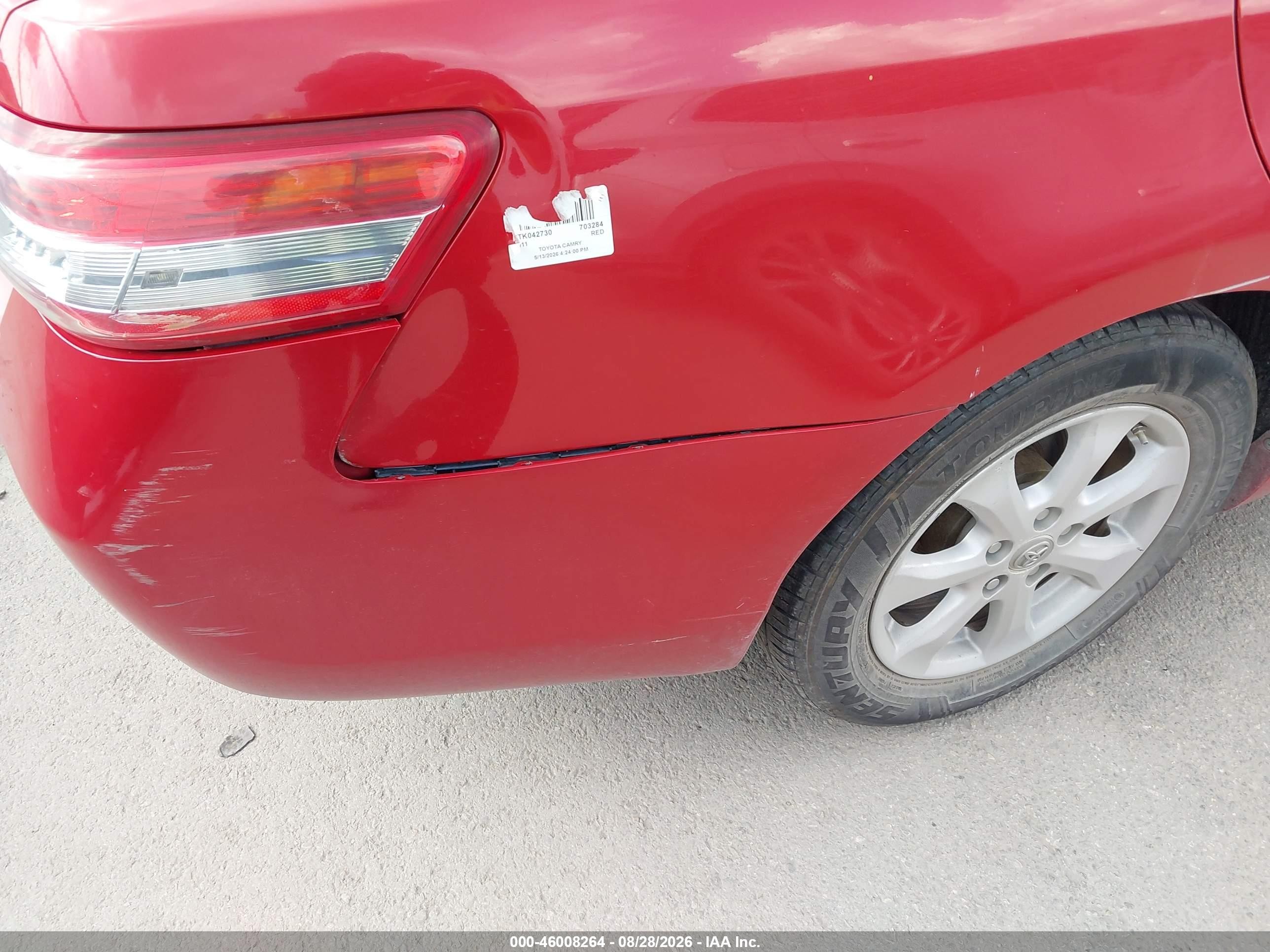 2011 Toyota Camry Le Red vin: 4T1BF3EK0BU703284