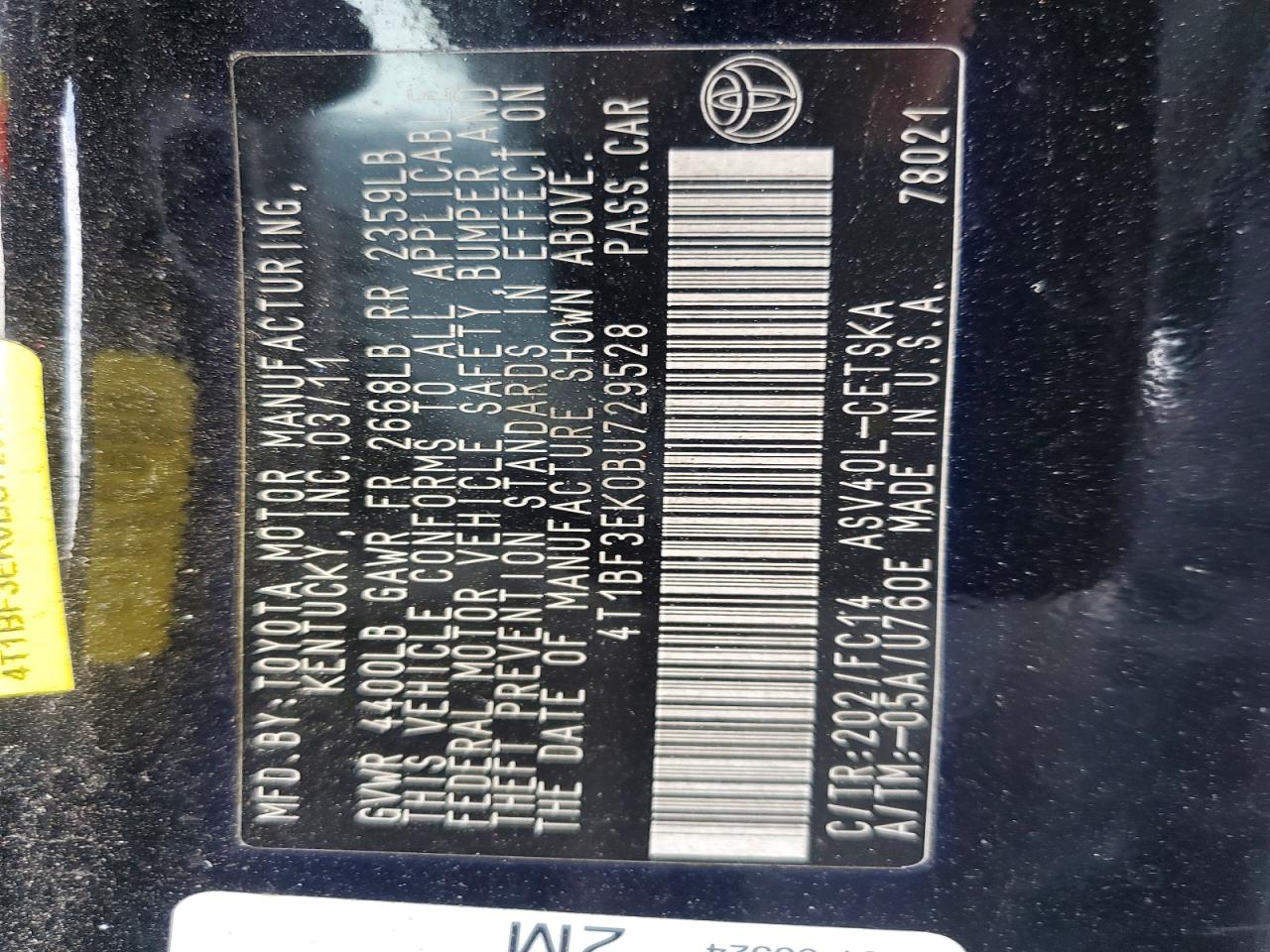 2011 Toyota Camry Se Черный vin: 4T1BF3EK0BU729528