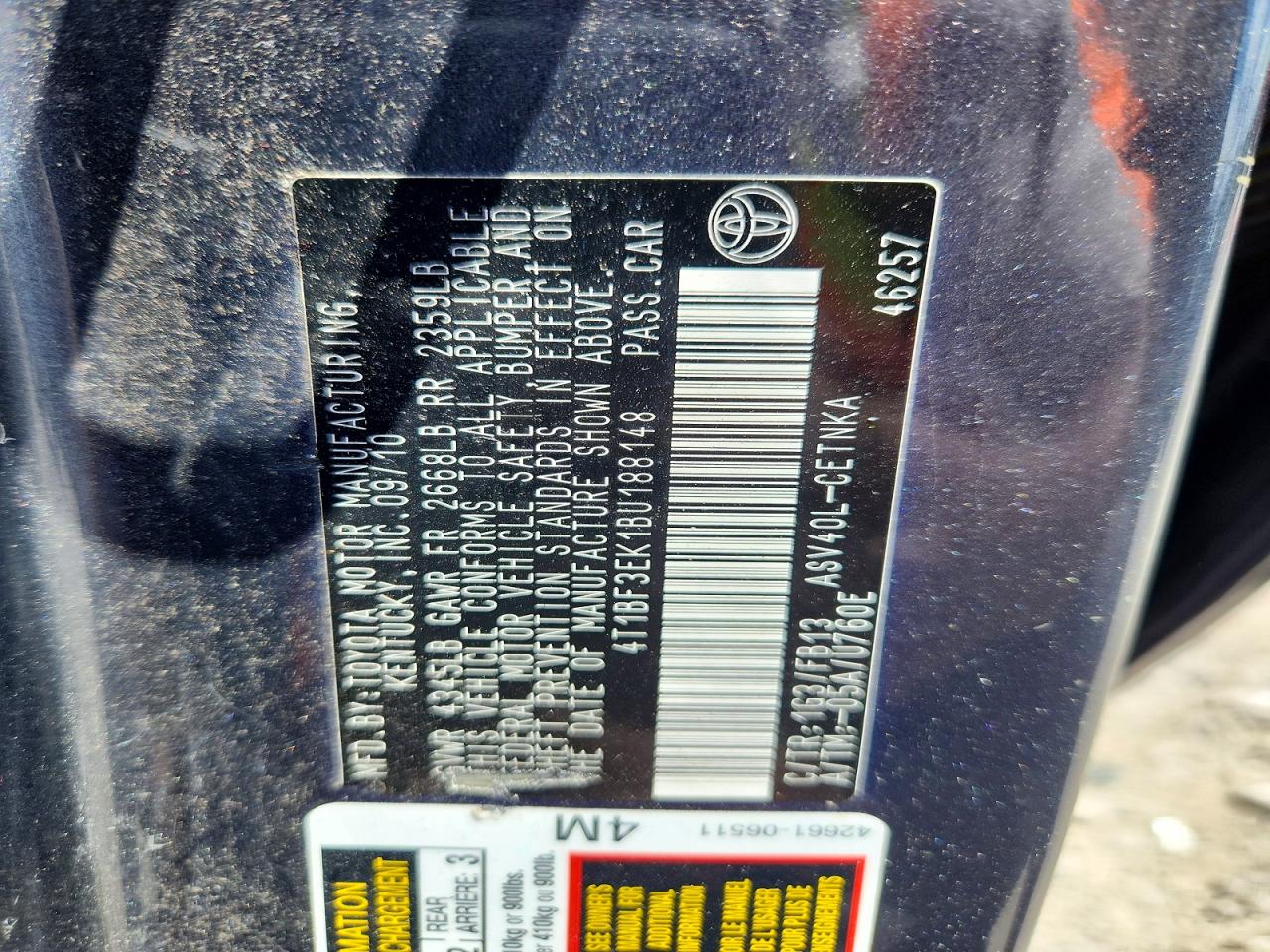 2011 Toyota Camry Le Gray vin: 4T1BF3EK1BU188148