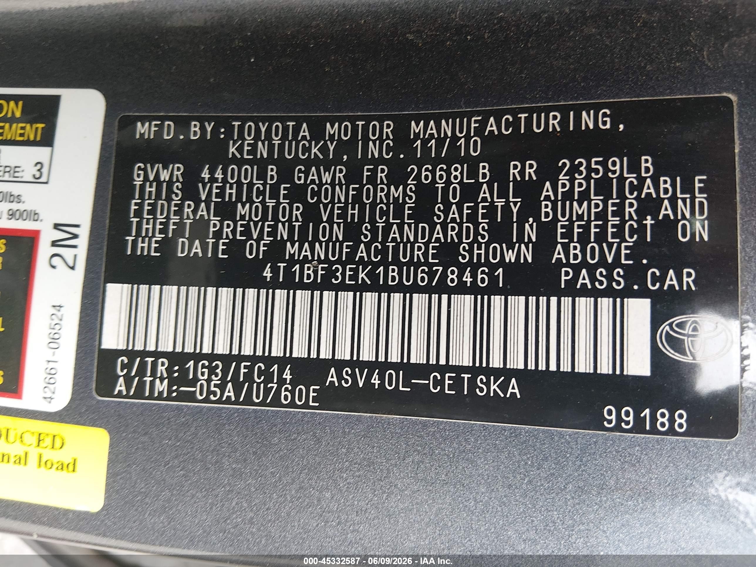 2011 Toyota Camry Se Gray vin: 4T1BF3EK1BU678461