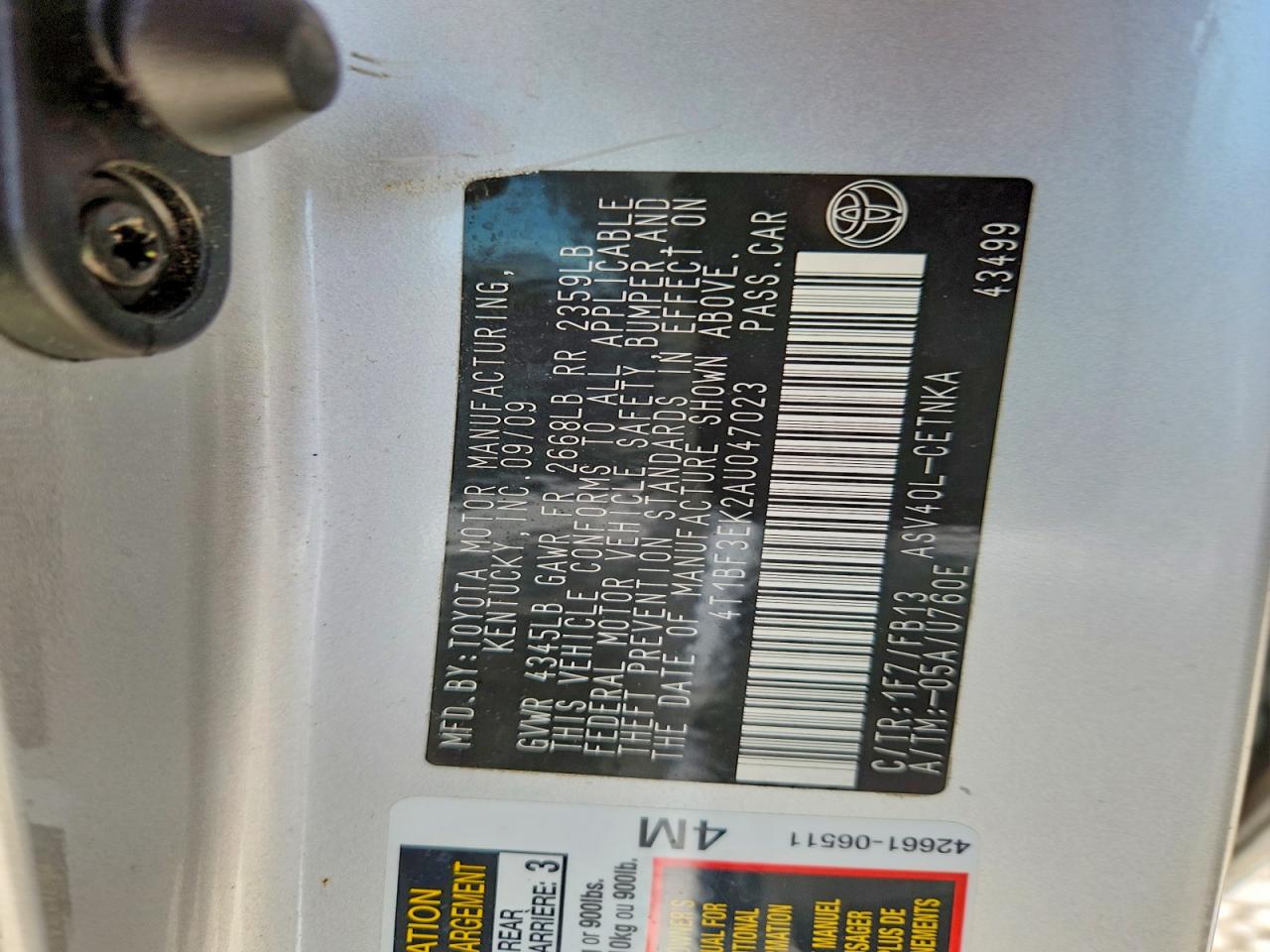 2010 Toyota Camry Le Silver vin: 4T1BF3EK2AU047023