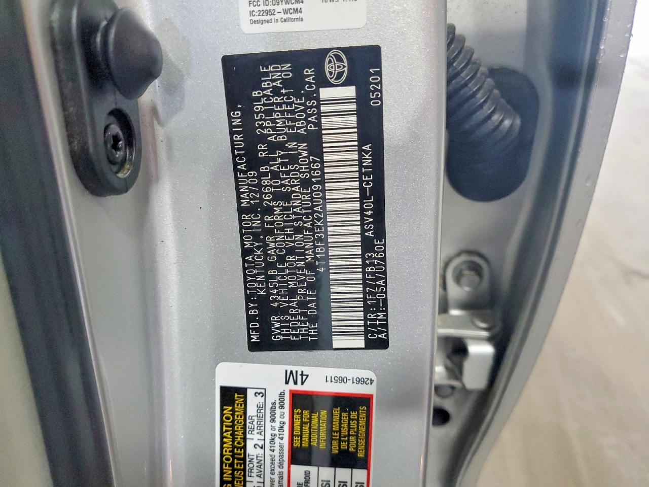 2010 Toyota Camry Le Silver vin: 4T1BF3EK2AU091667