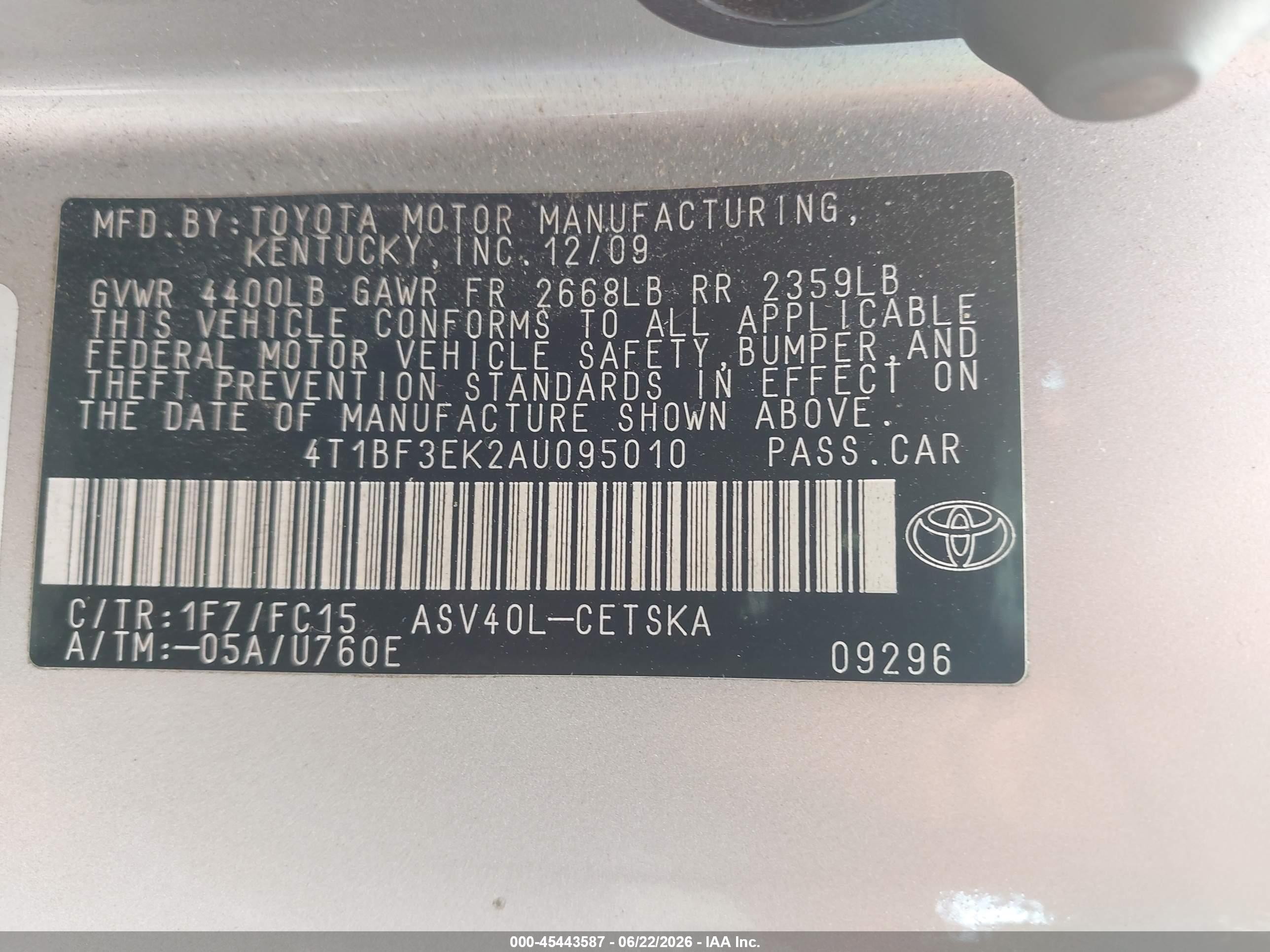 2010 Toyota Camry Se Серебряный vin: 4T1BF3EK2AU095010