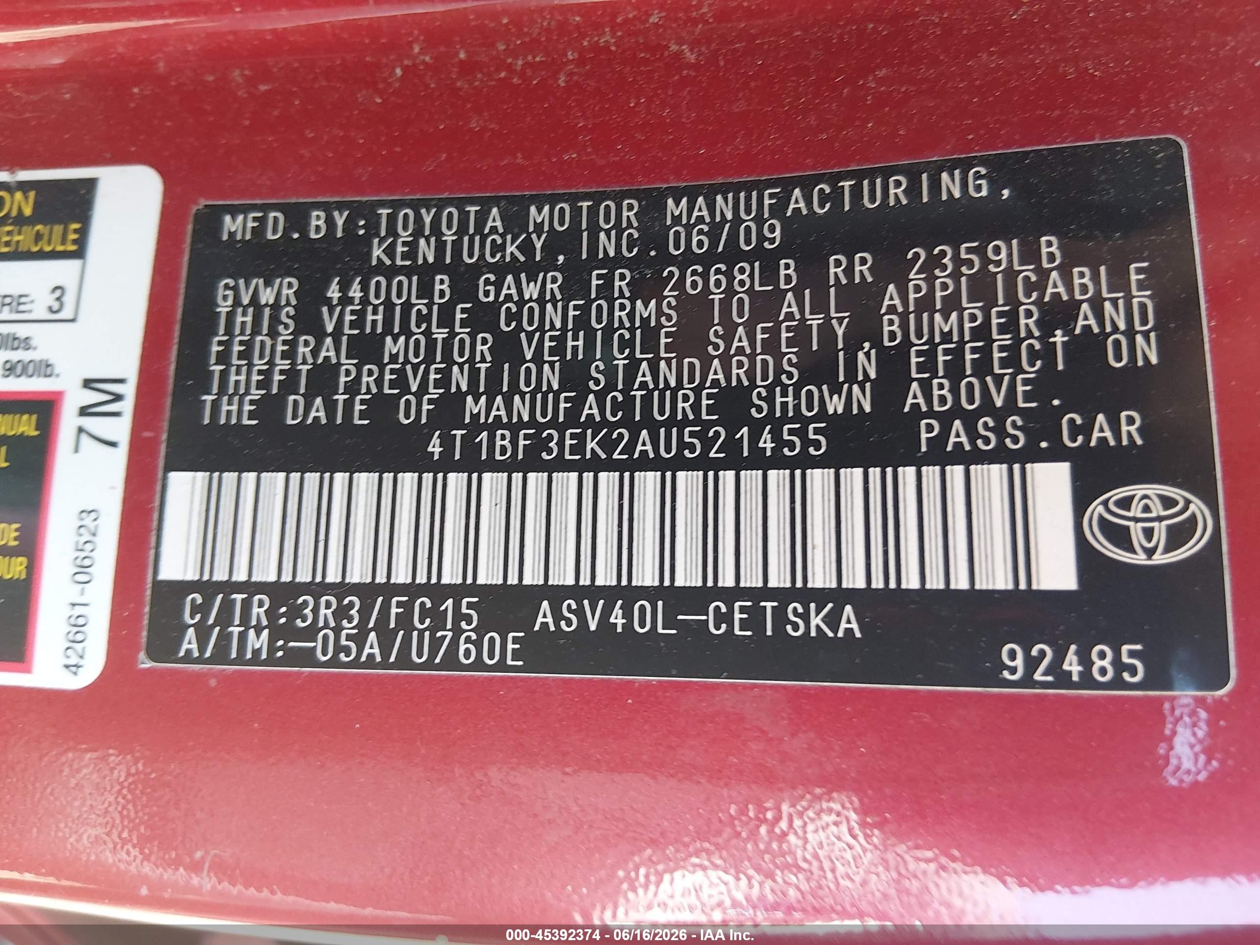 2010 Toyota Camry Se Красный vin: 4T1BF3EK2AU521455