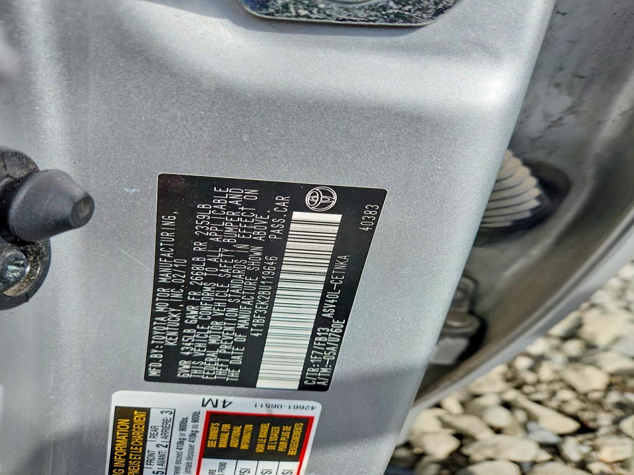 2011 Toyota Camry Le Silver vin: 4T1BF3EK2BU119646