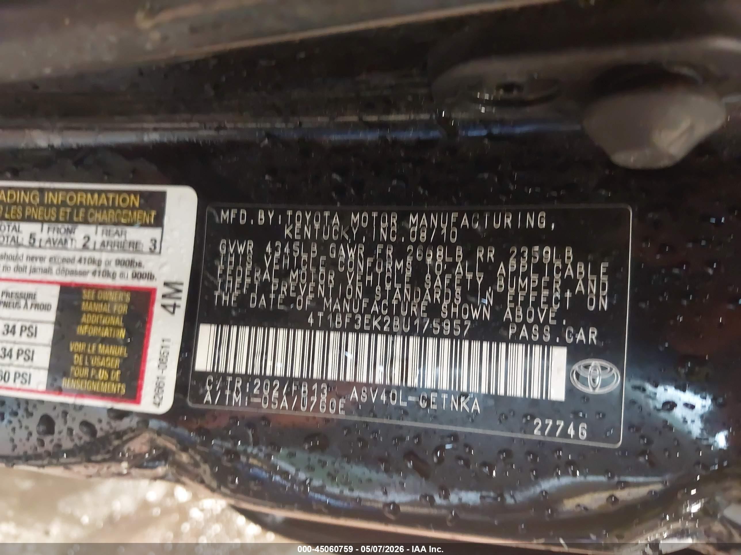 2011 Toyota Camry Le Black vin: 4T1BF3EK2BU175957