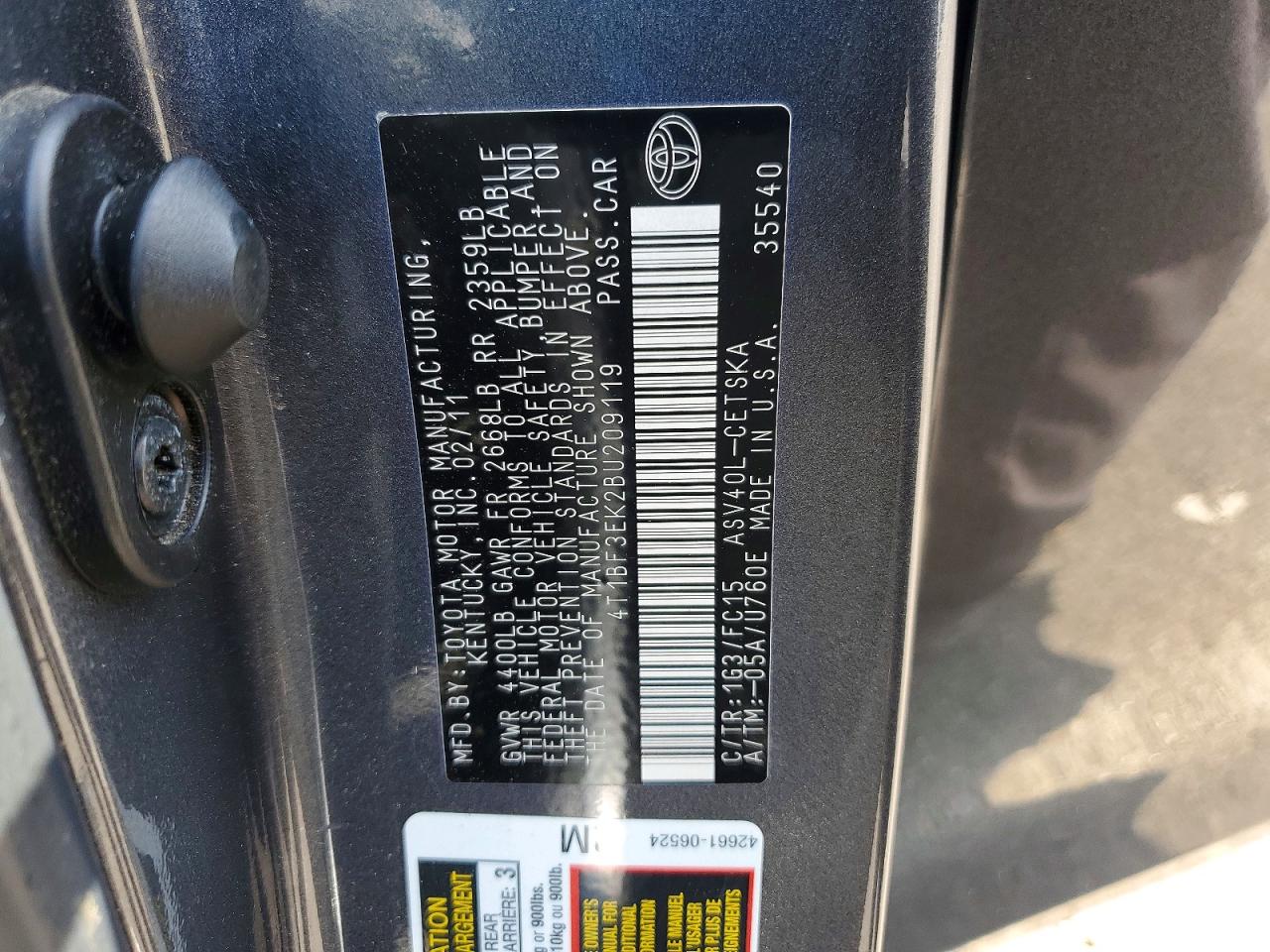 2011 Toyota Camry Se Gray vin: 4T1BF3EK2BU209119