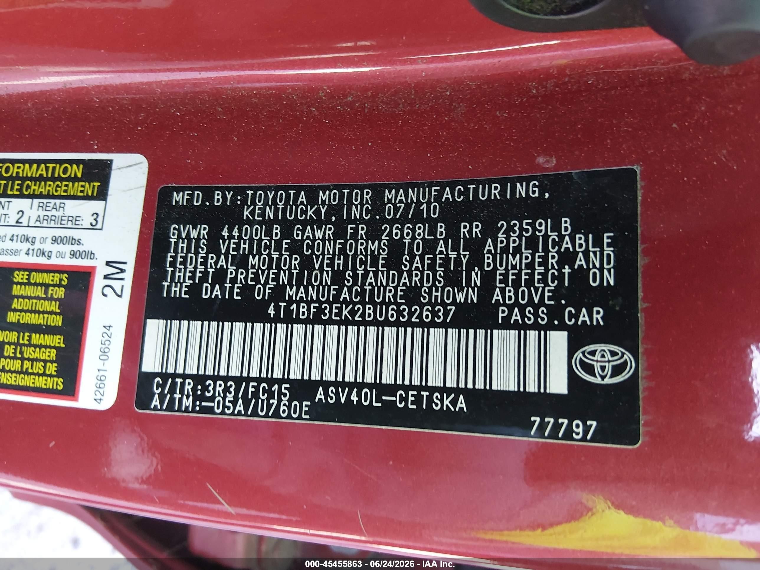 2011 Toyota Camry Se Красный vin: 4T1BF3EK2BU632637