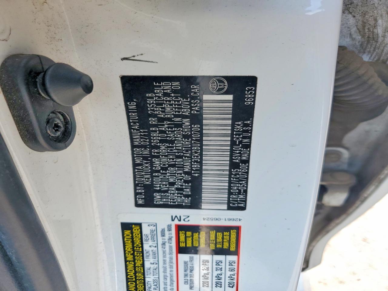 2011 Toyota Camry Se White vin: 4T1BF3EK2BU710706