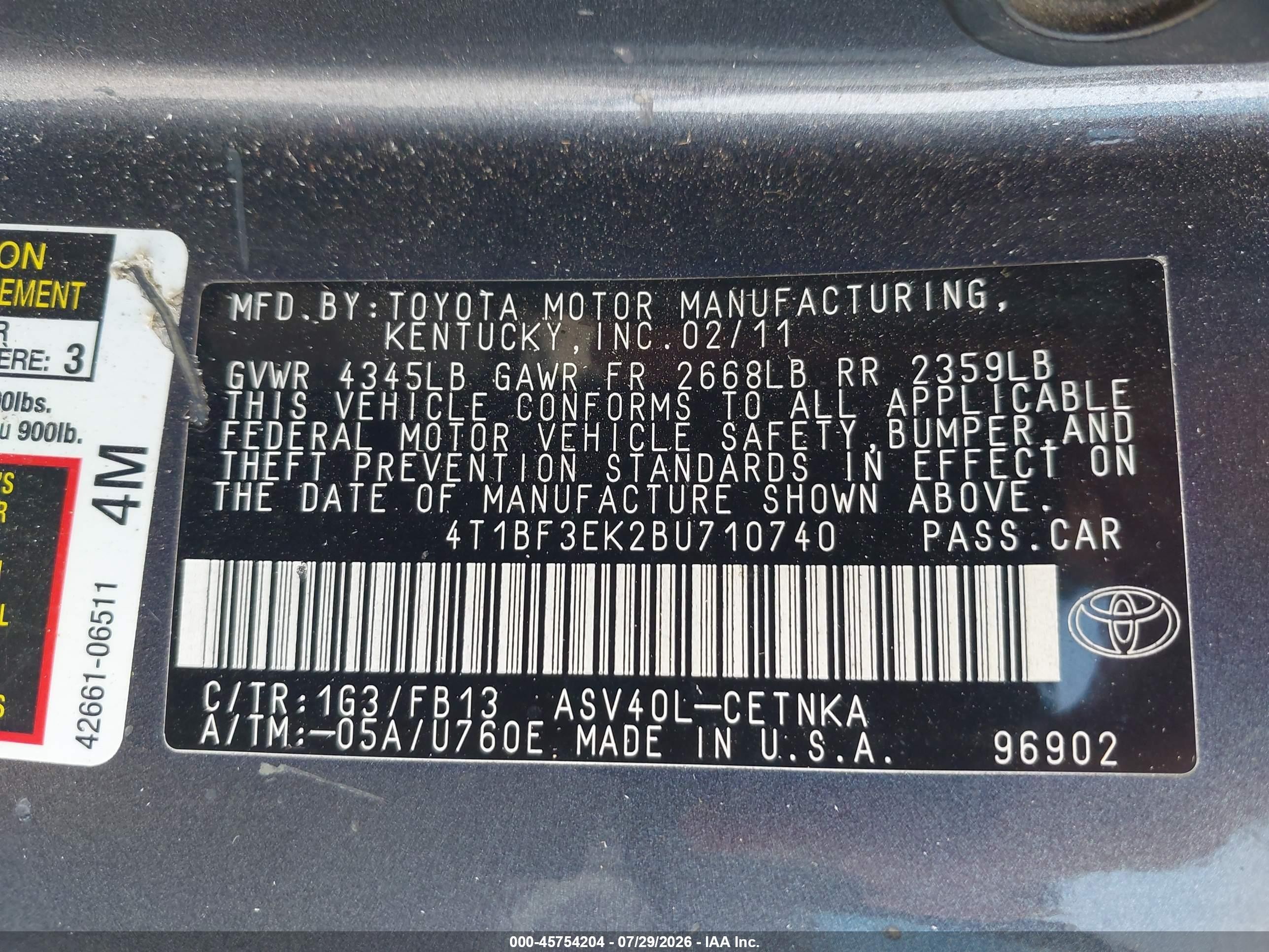 2011 Toyota Camry Le Серый vin: 4T1BF3EK2BU710740