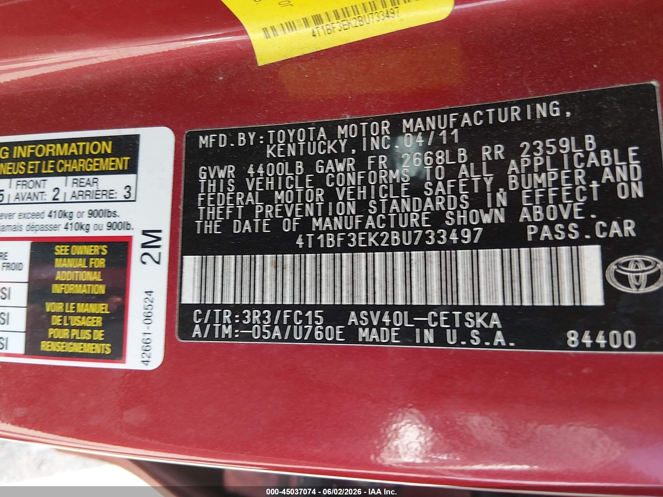 2011 Toyota Camry Se Red vin: 4T1BF3EK2BU733497