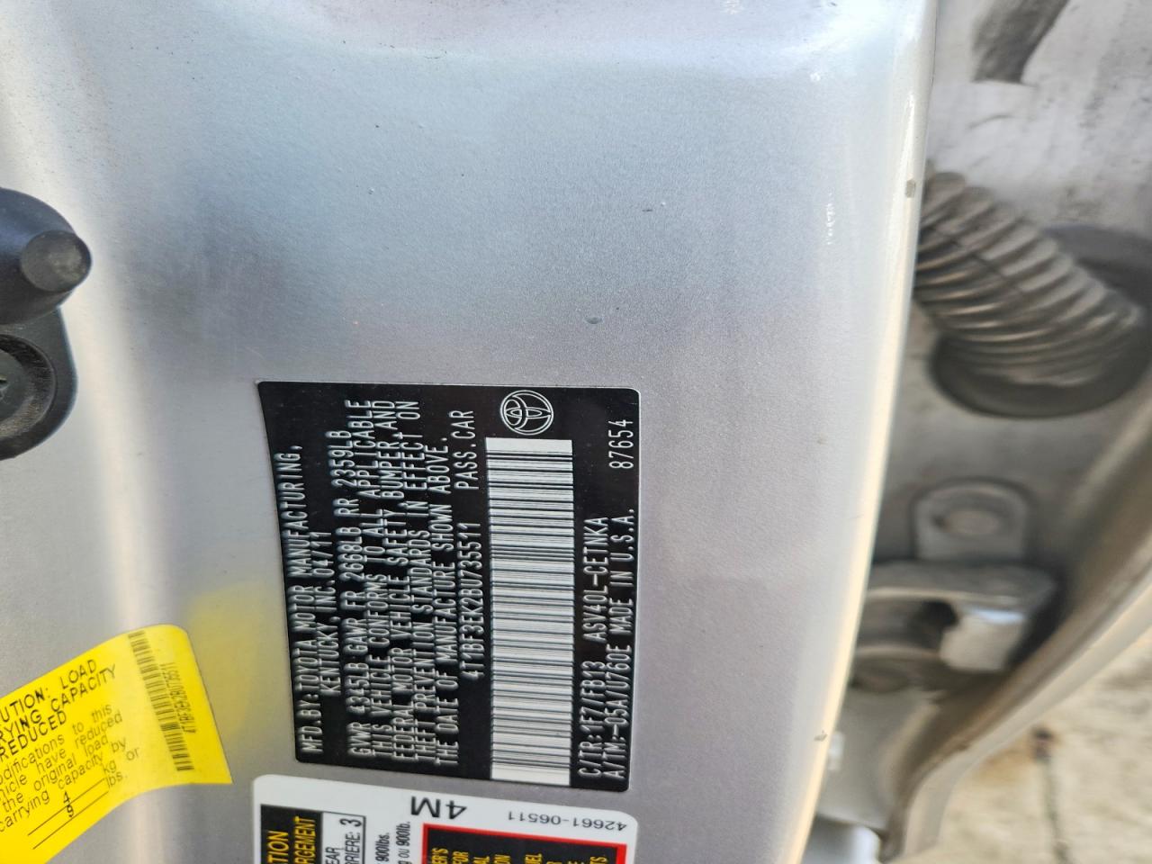 2011 Toyota Camry Base Silver vin: 4T1BF3EK2BU735511
